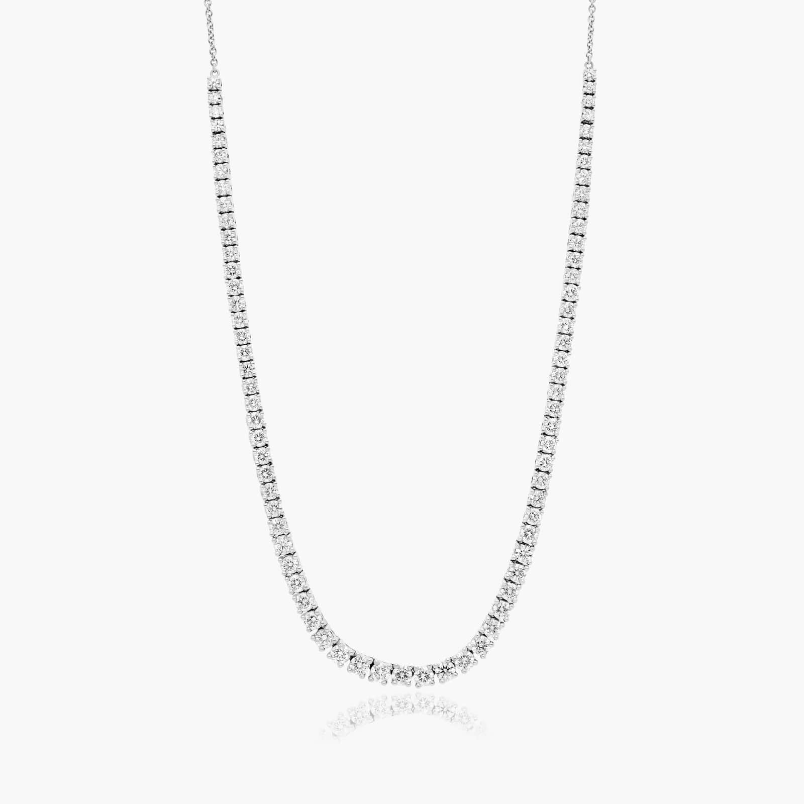Round Lab Grown Diamond Half Tennis Necklace, EF Color, VS Clarity, IGI Certified