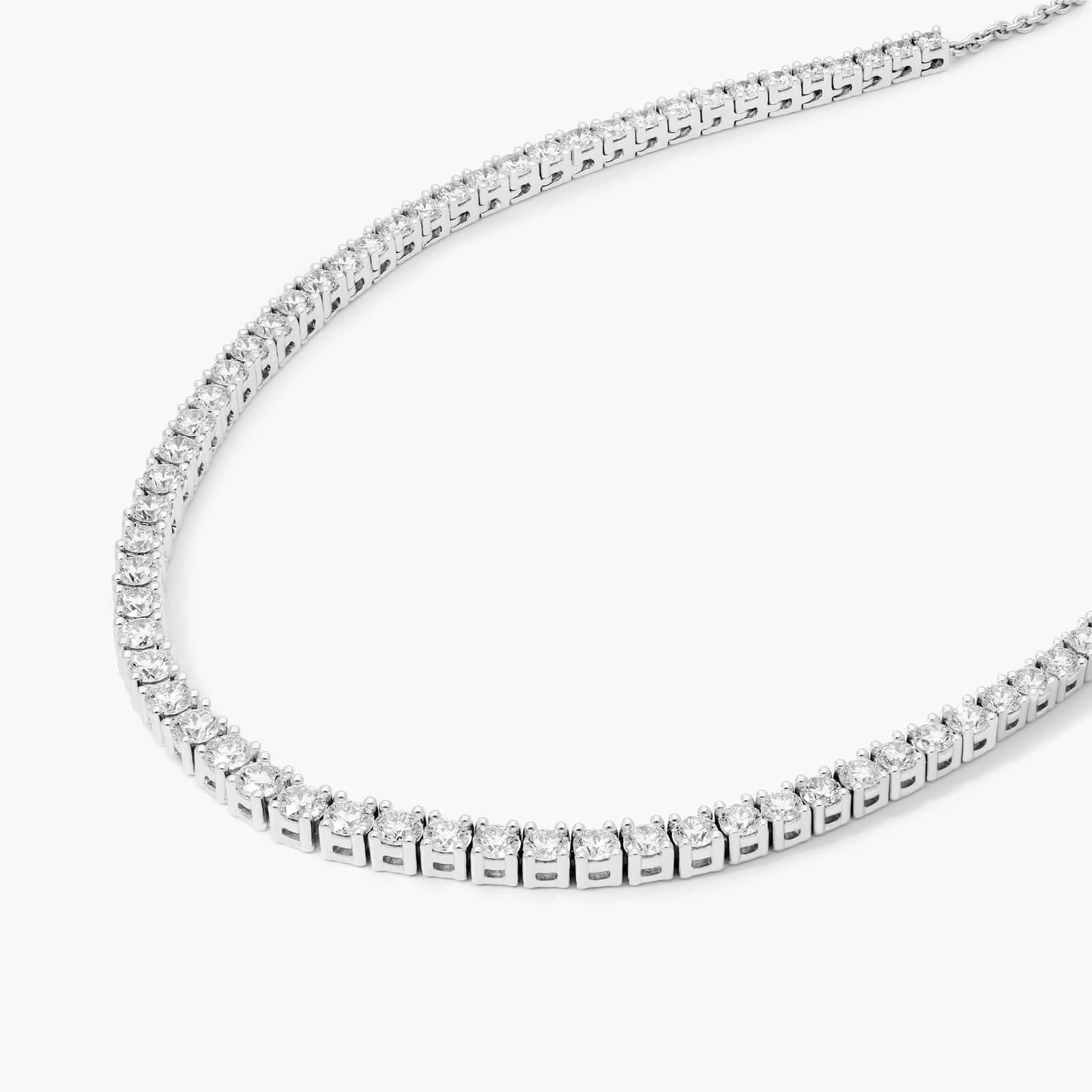 Round Lab Grown Diamond Half Tennis Necklace, EF Color, VS Clarity, IGI Certified