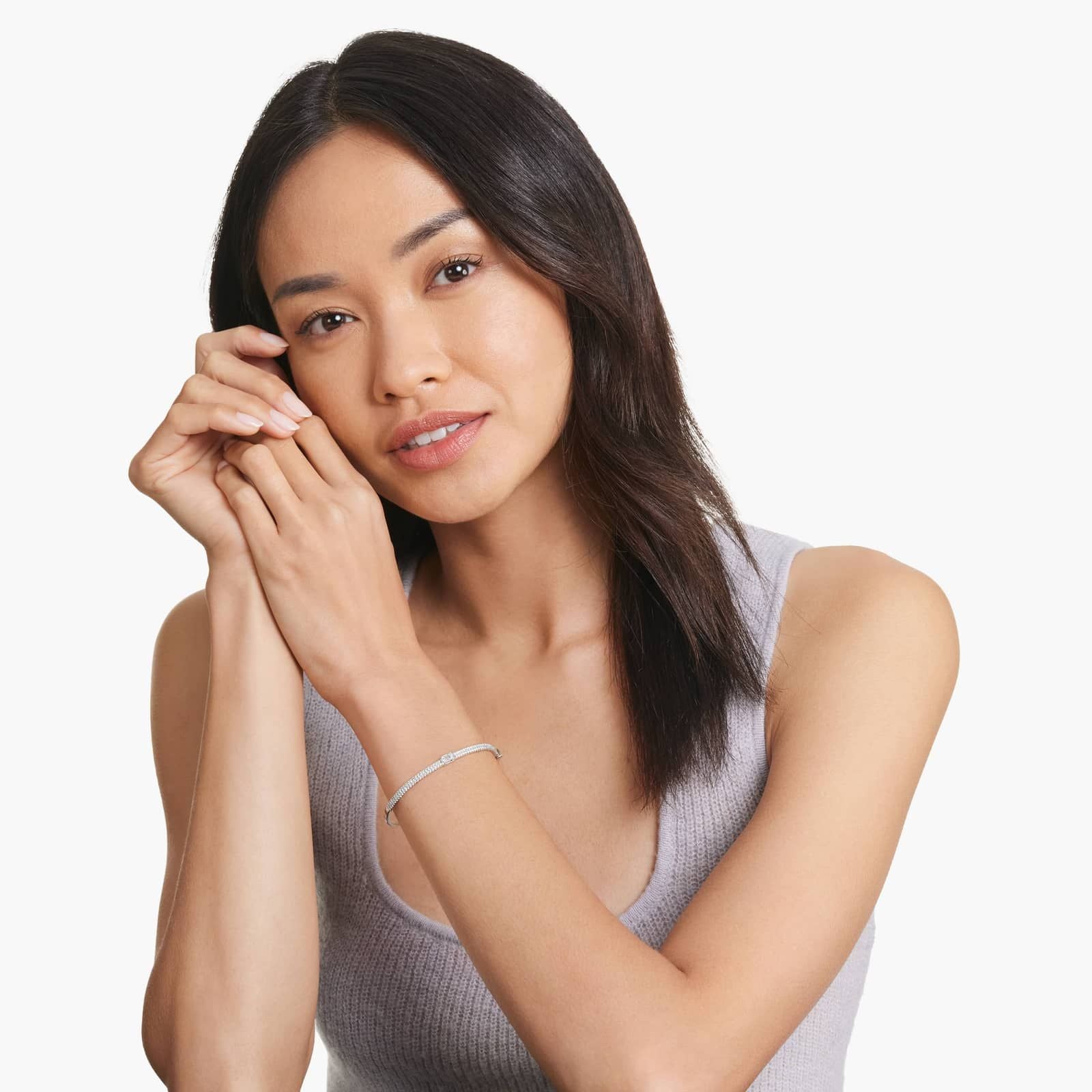 Emerald Lab Grown Diamond Double Row Bangle, EF Color, VS Clarity, IGI Certificate