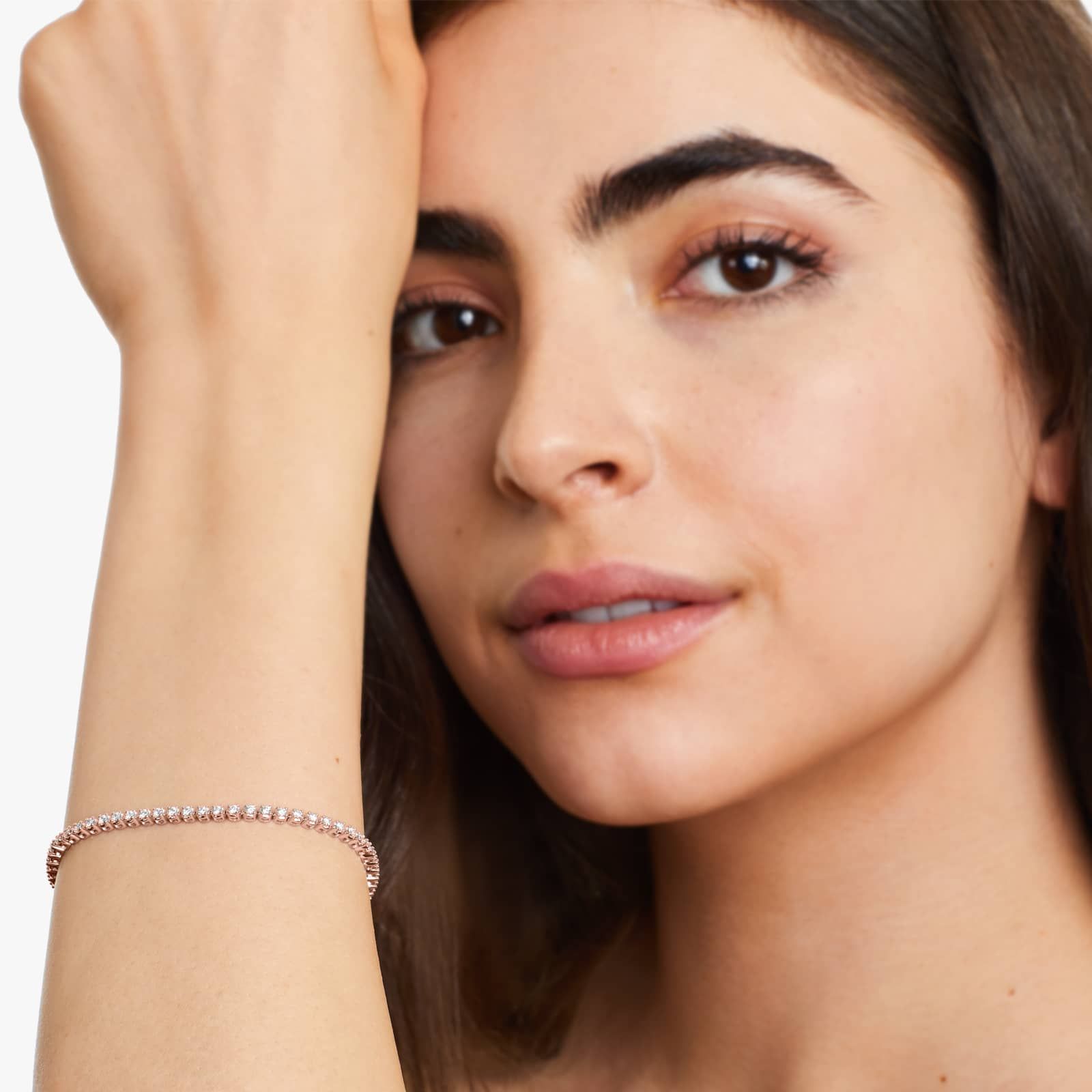 Round Lab Grown Diamond Four Prong Tennis Bracelet, EF Color, VS Clarity, IGI Certificate