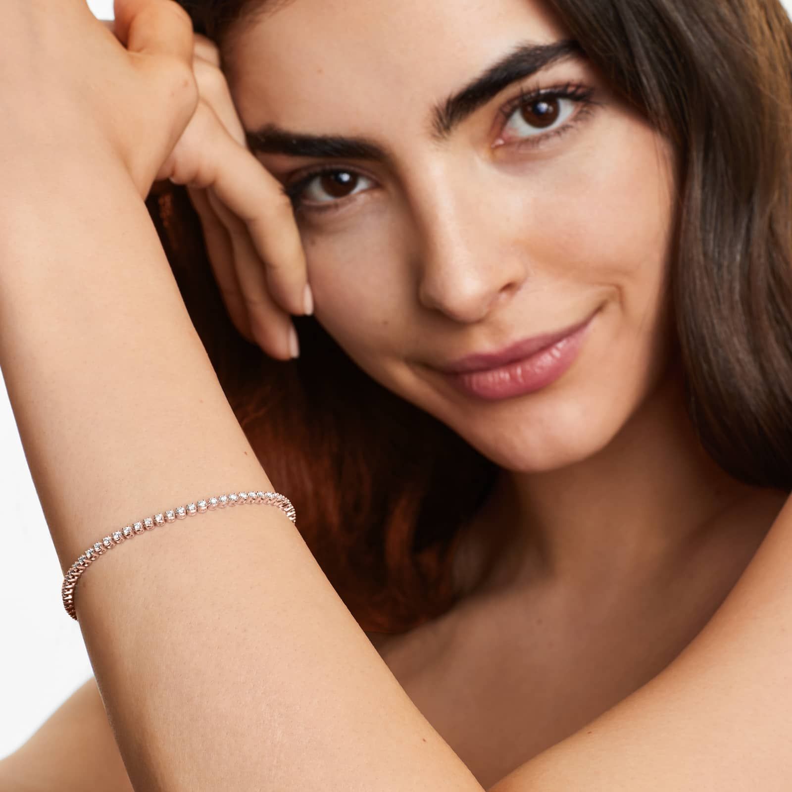 Round Lab Grown Diamond Four Prong Tennis Bracelet, EF Color, VS Clarity, IGI Certificate