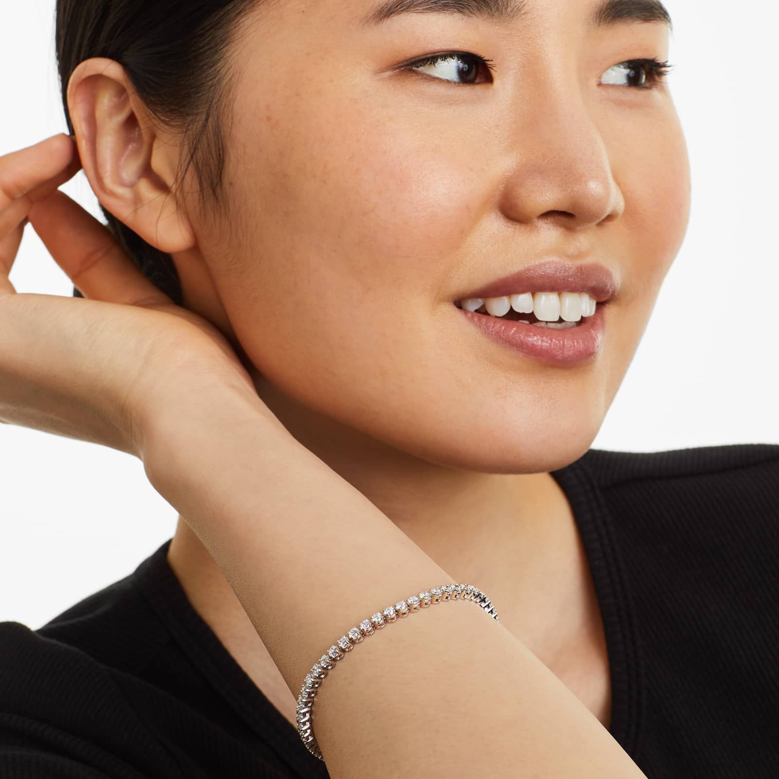 Round Lab Grown Diamond Four Prong Tennis Bracelet, EF Color, VS Clarity, IGI Certificate