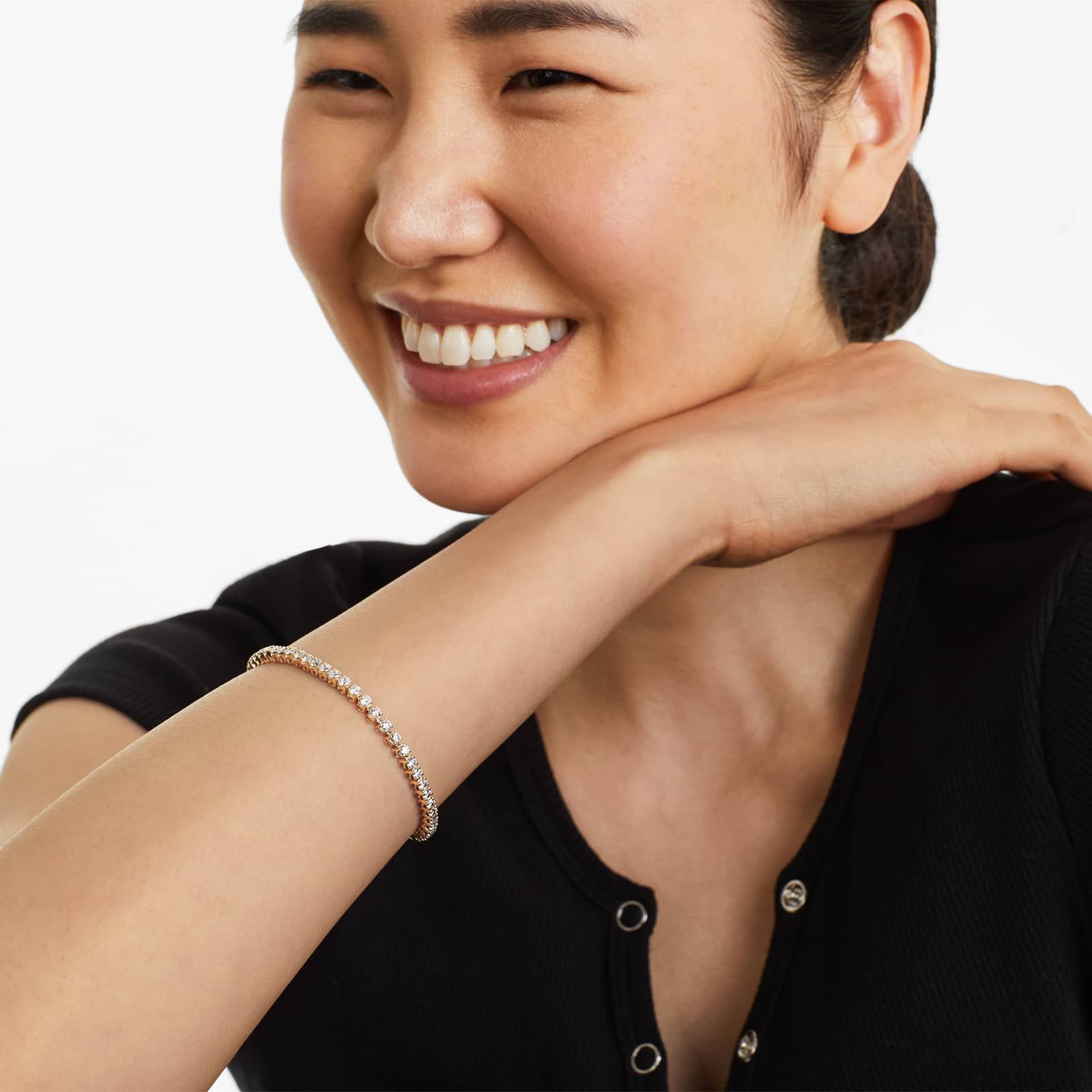 Round Lab Grown Diamond Four Prong Tennis Bracelet, EF Color, VS Clarity, IGI Certificate