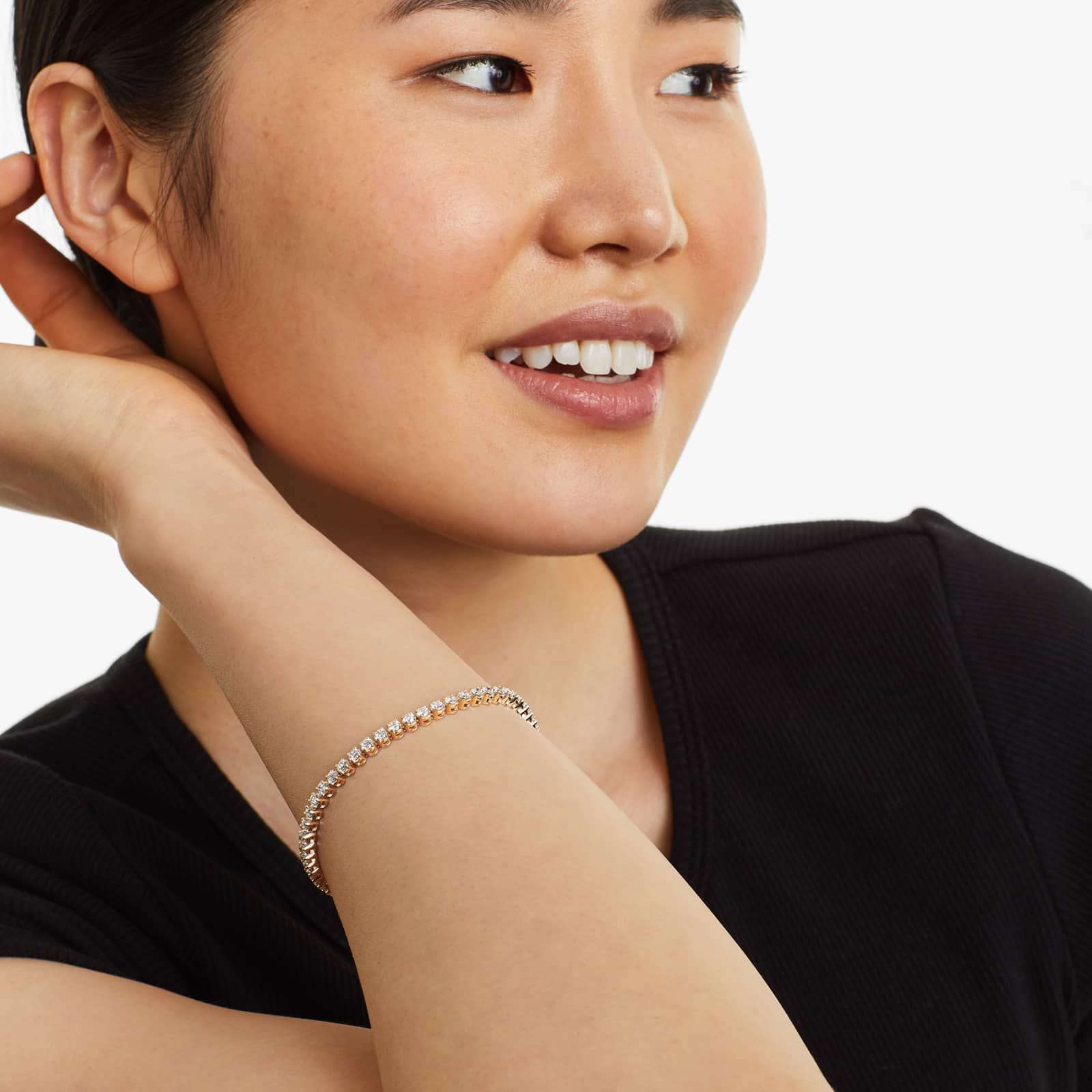 Round Lab Grown Diamond Four Prong Tennis Bracelet, EF Color, VS Clarity, IGI Certificate