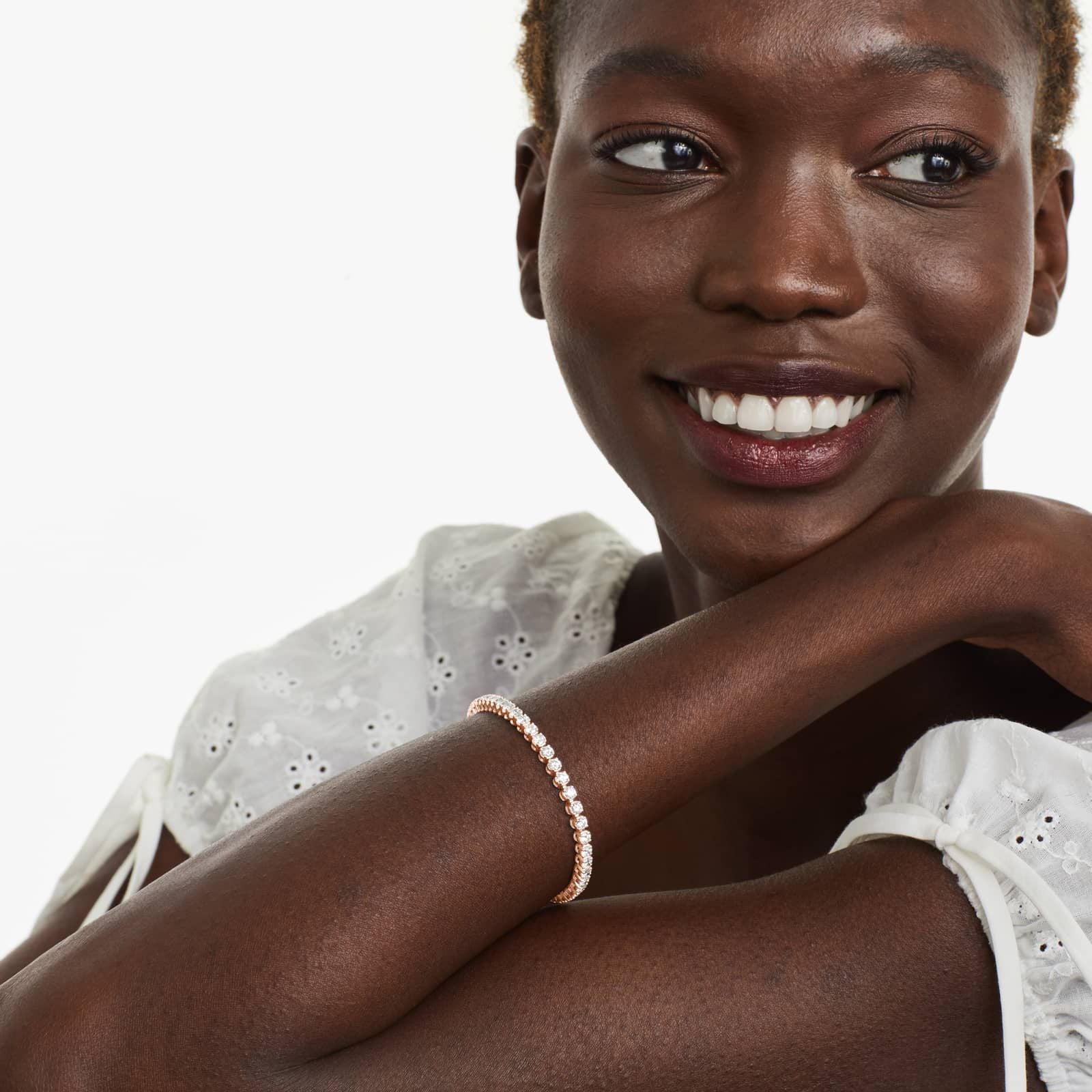 Round Lab Grown Diamond Four Prong Tennis Bracelet, EF Color, VS Clarity, IGI Certificate