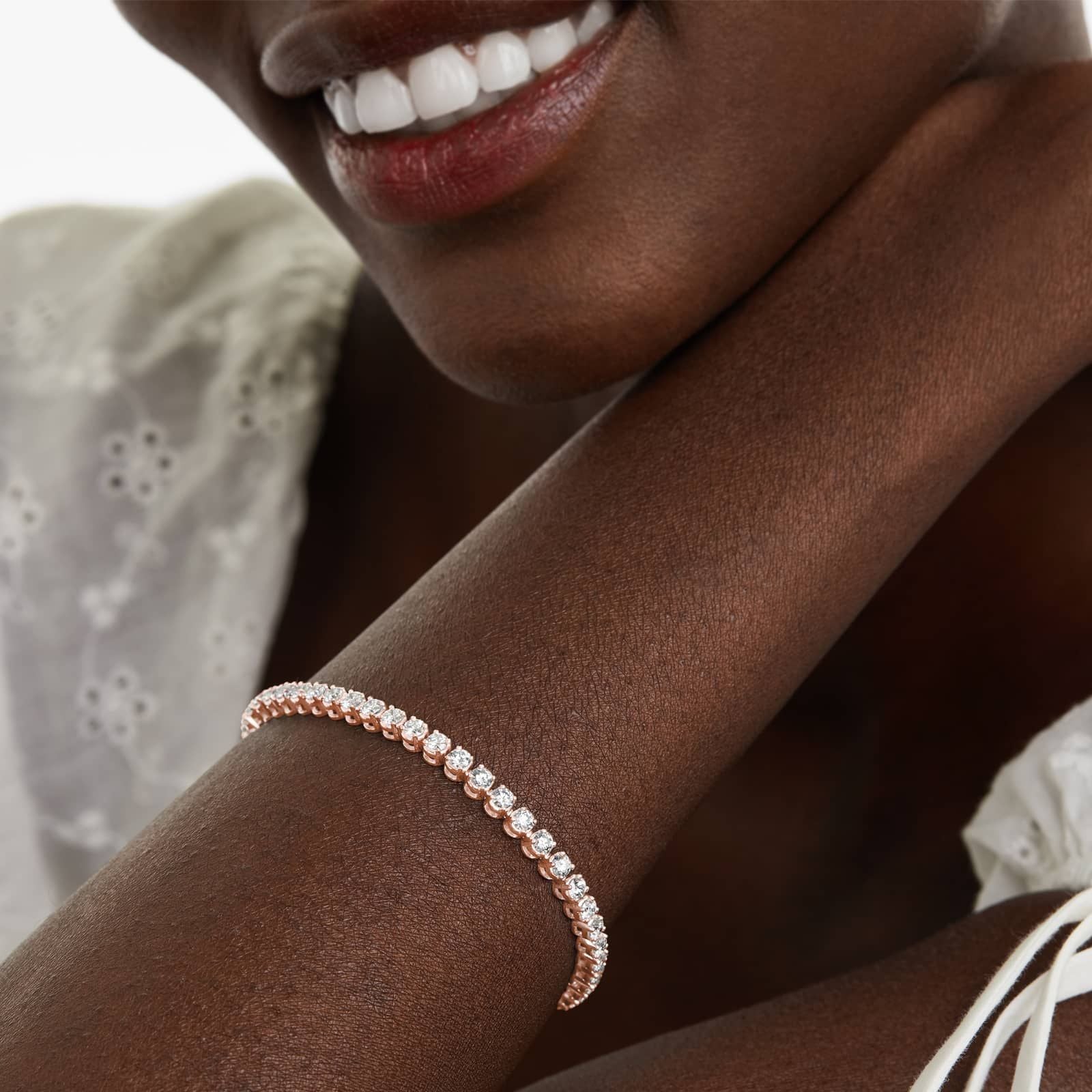 Round Lab Grown Diamond Four Prong Tennis Bracelet, EF Color, VS Clarity, IGI Certificate