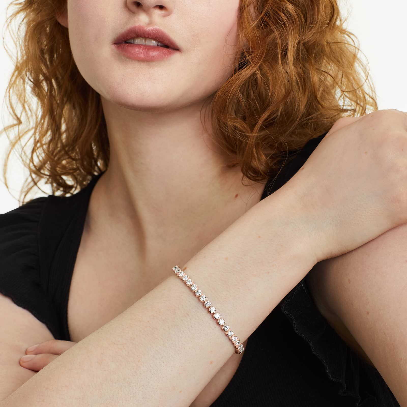 Round Lab Grown Diamond Four Prong Tennis Bracelet, EF Color, VS Clarity, IGI Certificate