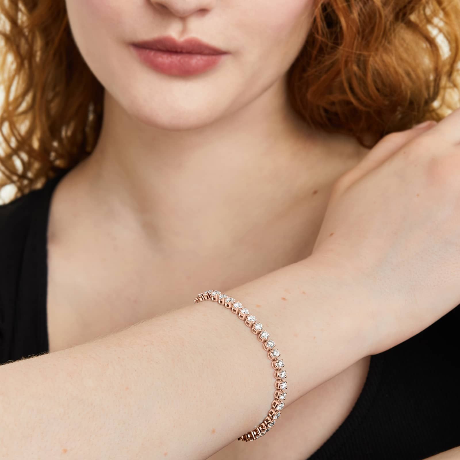 Round Lab Grown Diamond Four Prong Tennis Bracelet, EF Color, VS Clarity, IGI Certificate