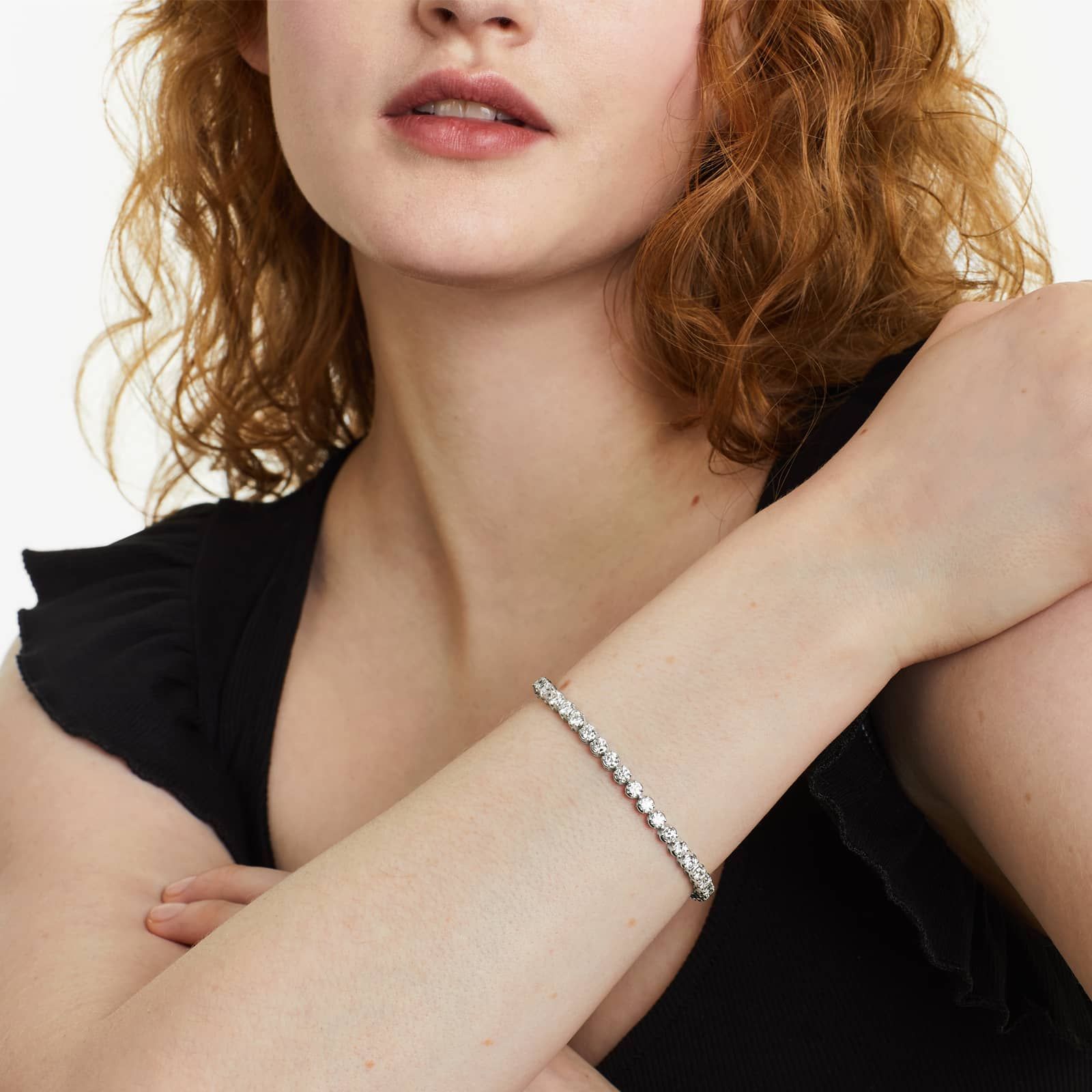 Round Lab Grown Diamond Four Prong Tennis Bracelet, EF Color, VS Clarity, IGI Certificate