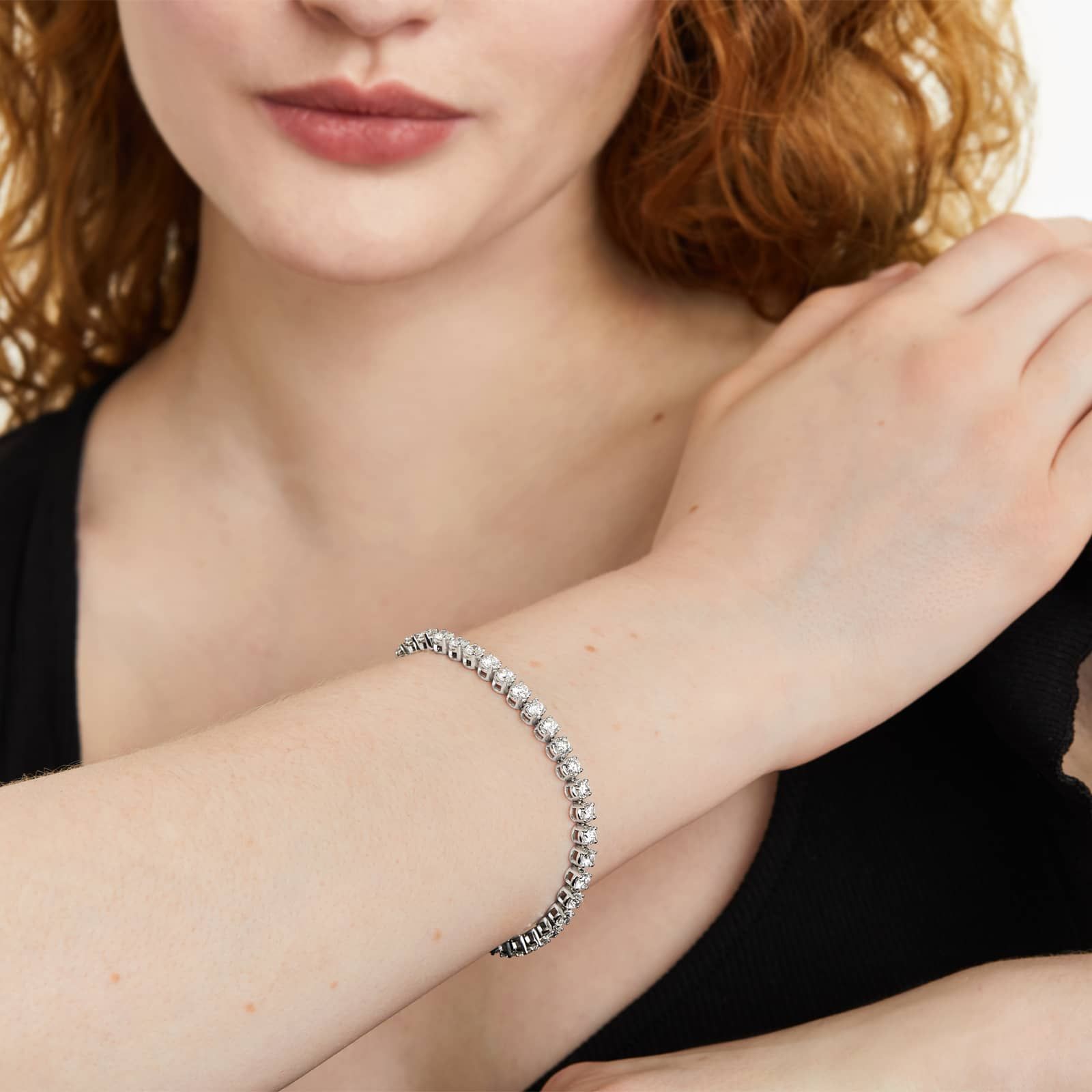 Round Lab grown Diamond Four Prong Tennis Bracelet, EF Color, VS Clarity, IGI Certified