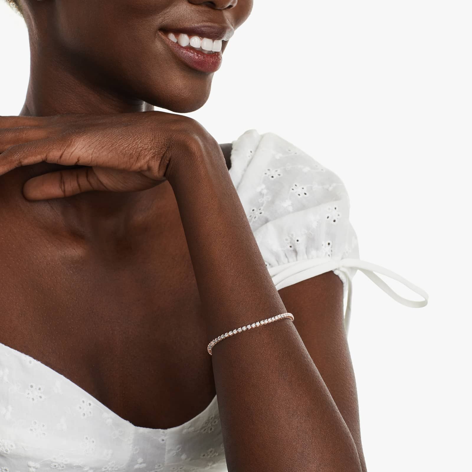 Round Lab grown Diamond Three Prong Tennis Bracelet, EF Color, VS Clarity, IGI Certified