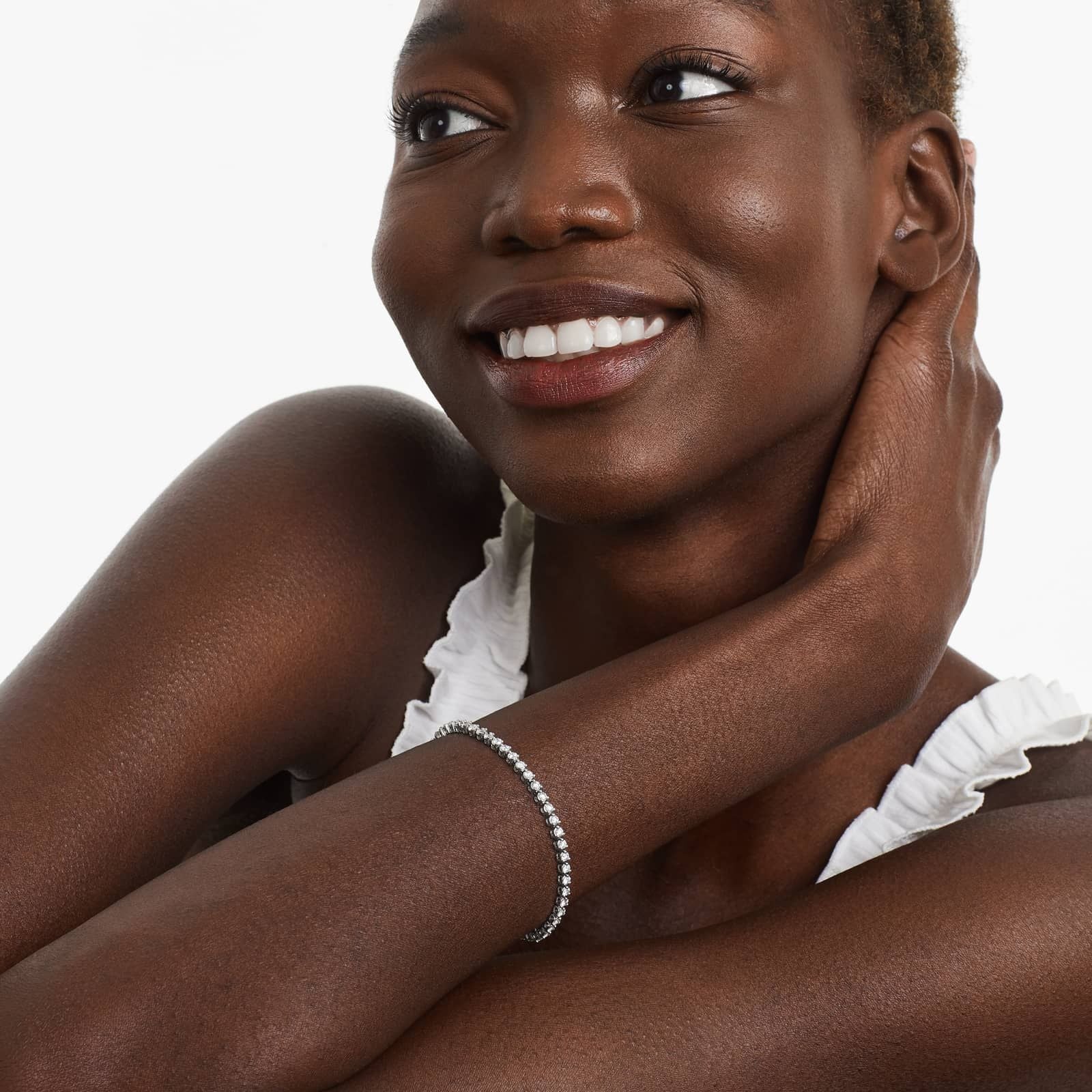 Round Lab grown Diamond Three Prong Tennis Bracelet, EF Color, VS Clarity, IGI Certified