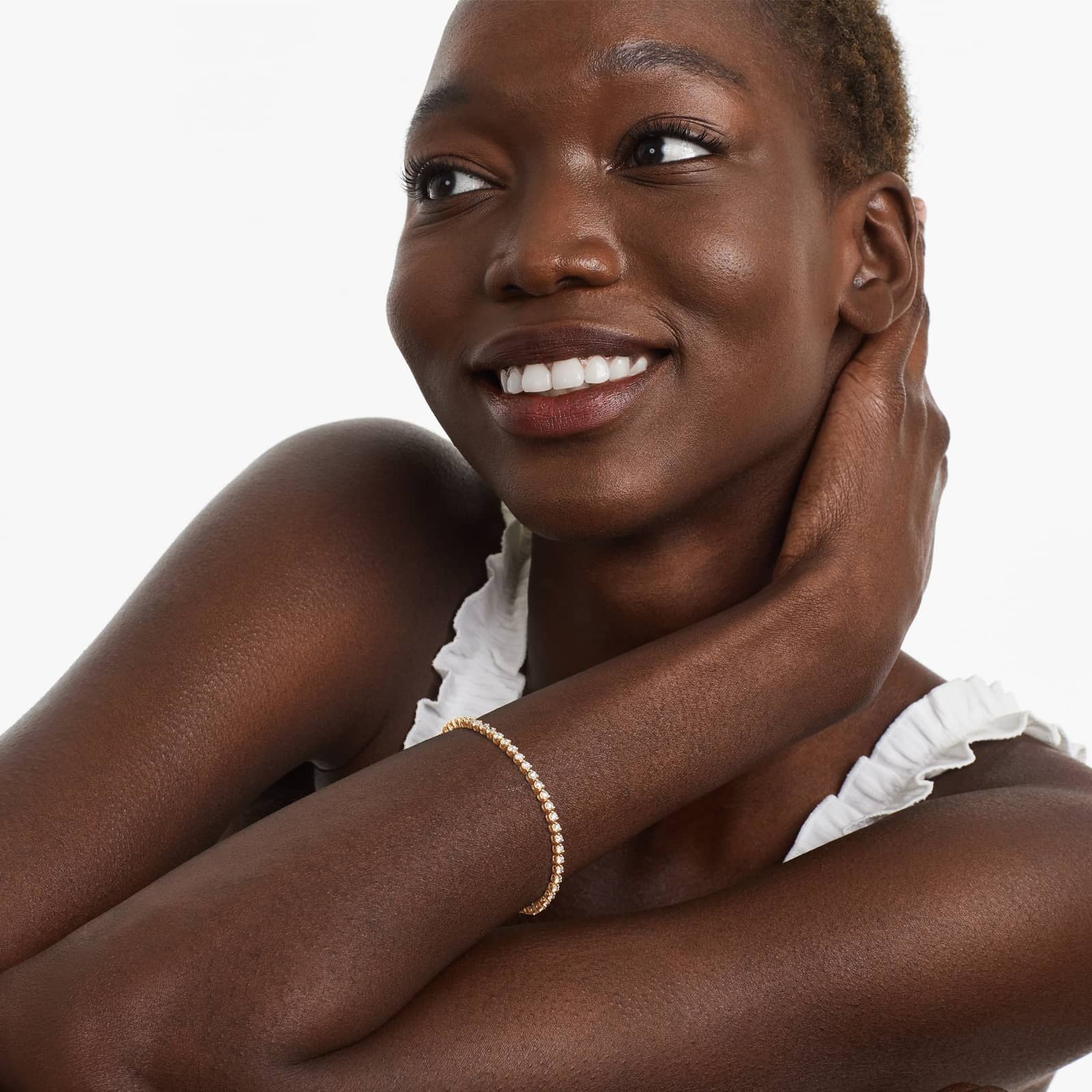 Round Lab grown Diamond Three Prong Tennis Bracelet, EF Color, VS Clarity, IGI Certified