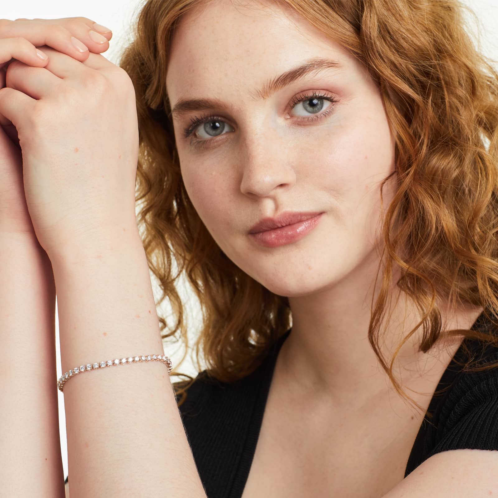 Round Lab grown Diamond Three Prong Tennis Bracelet, EF Color, VS Clarity, IGI Certified