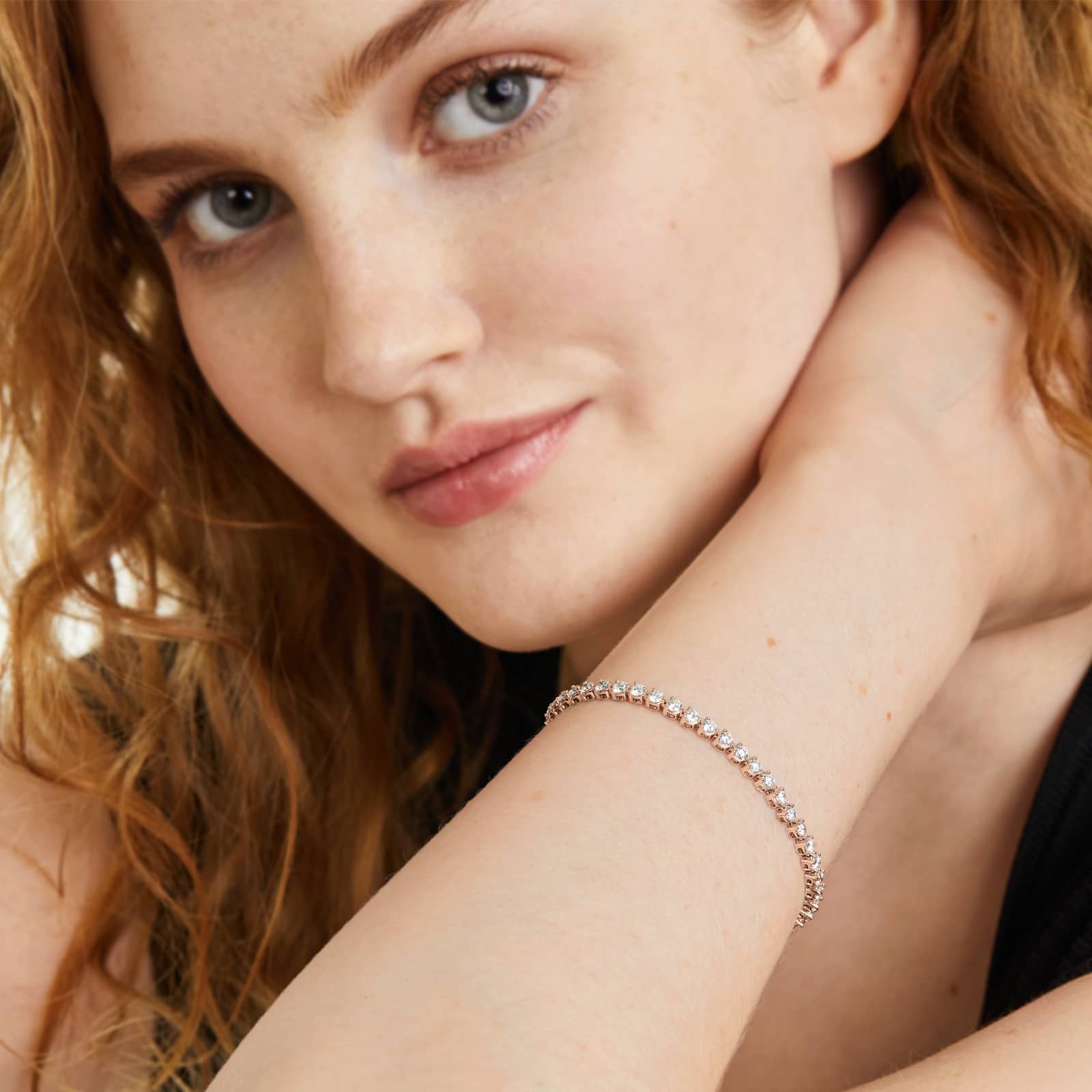 Round Lab grown Diamond Three Prong Tennis Bracelet, EF Color, VS Clarity, IGI Certified