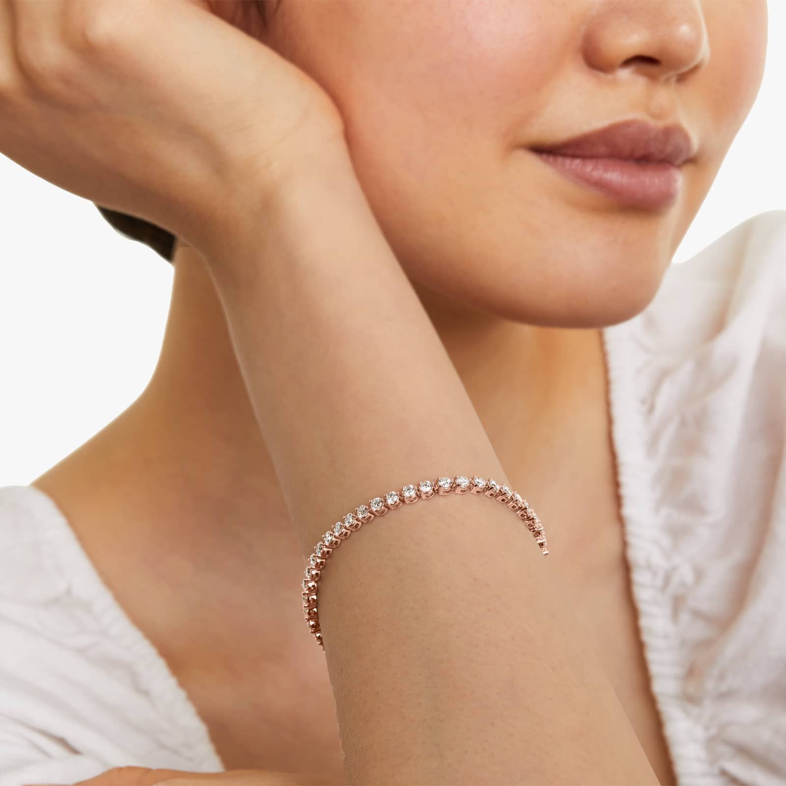 Round Lab grown Diamond Three Prong Tennis Bracelet, EF Color, VS Clarity, IGI Certified