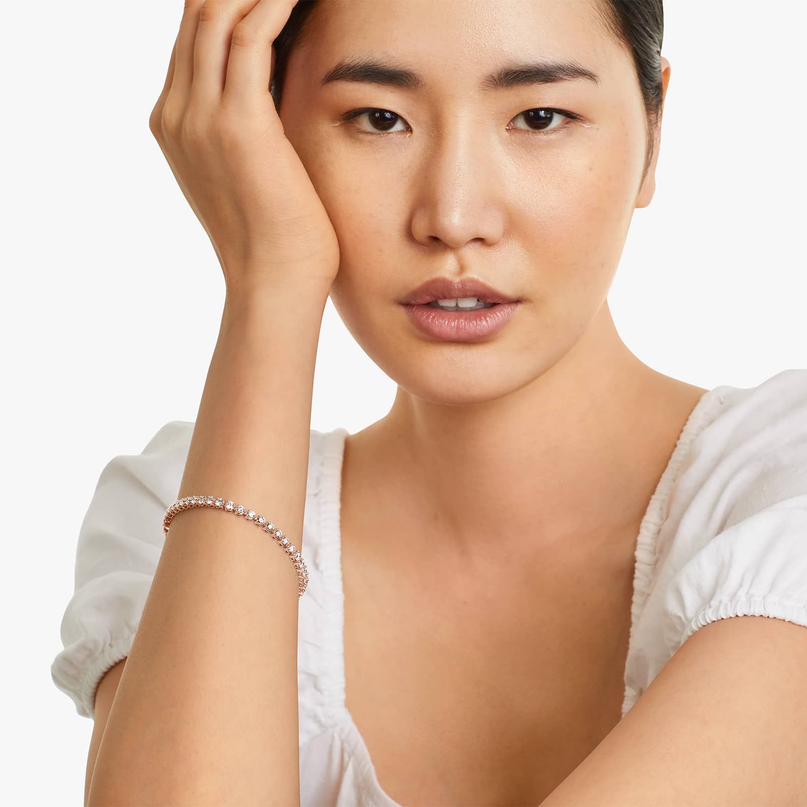 Round Lab grown Diamond Three Prong Tennis Bracelet, EF Color, VS Clarity, IGI Certified