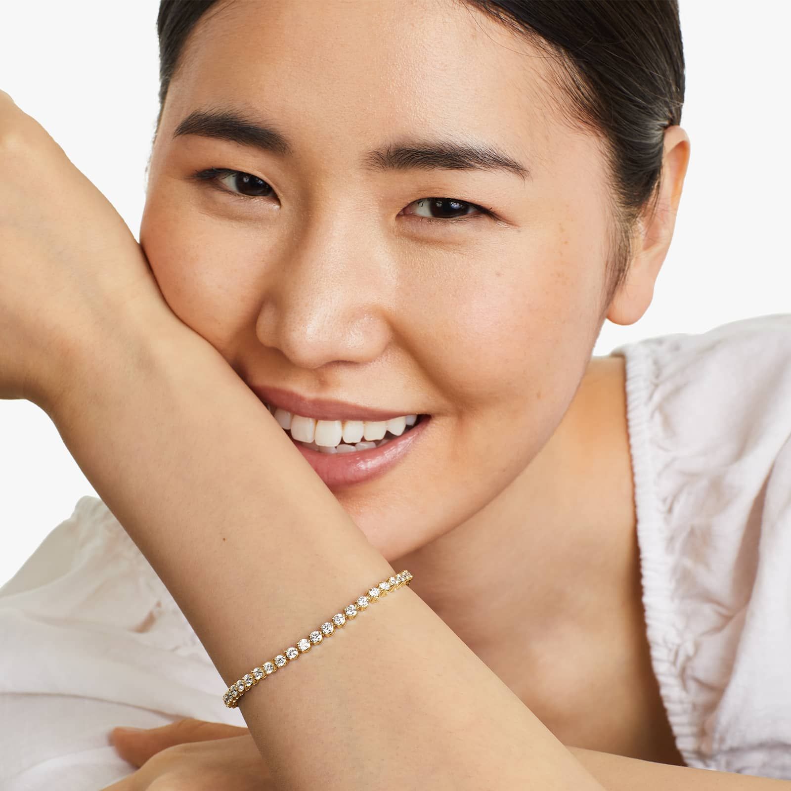 Round Lab grown Diamond Three Prong Tennis Bracelet, EF Color, VS Clarity, IGI Certified