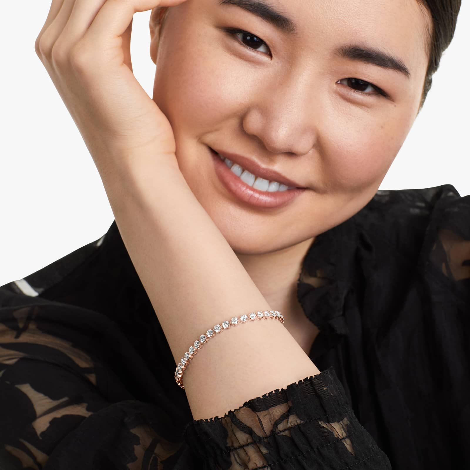 Round Lab grown Diamond Three Prong Tennis Bracelet, EF Color, VS Clarity, IGI Certified