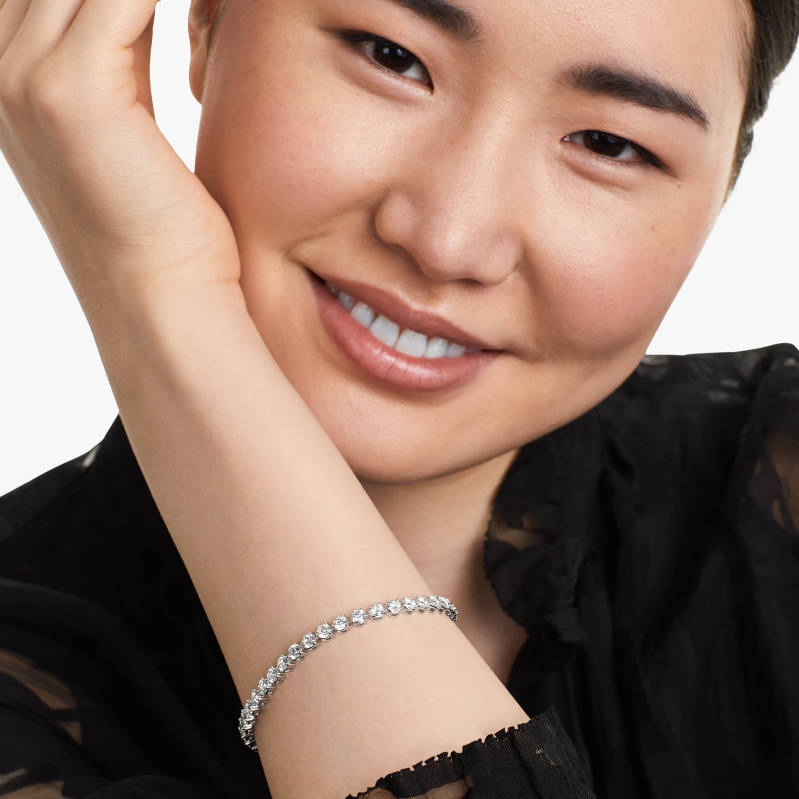 Round Lab grown Diamond Three Prong Tennis Bracelet, EF Color, VS Clarity, IGI Certified