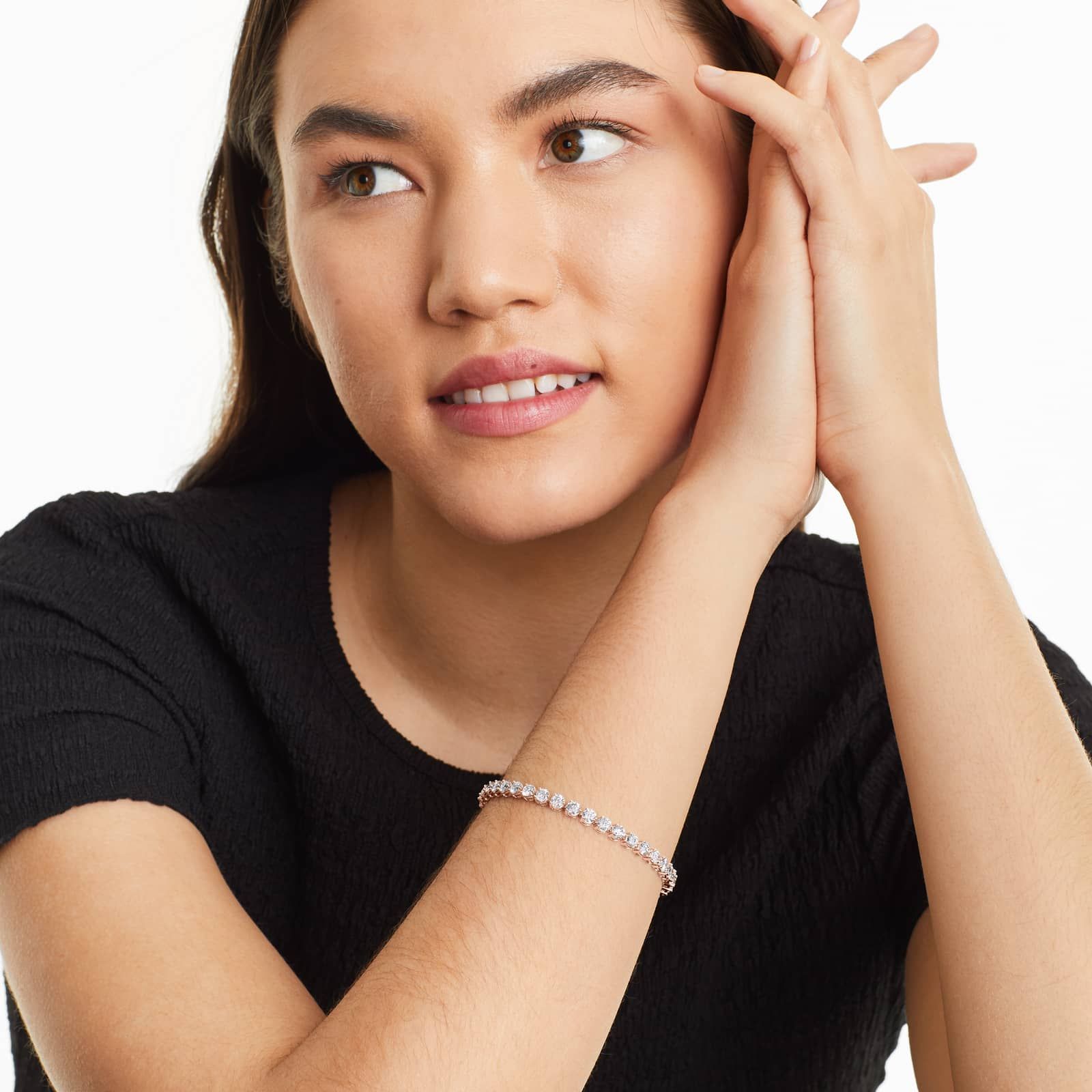 Round Lab grown Diamond Three Prong Tennis Bracelet, EF Color, VS Clarity, IGI Certified