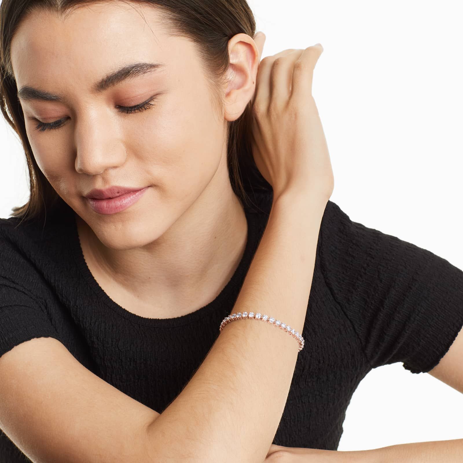 Round Lab grown Diamond Three Prong Tennis Bracelet, EF Color, VS Clarity, IGI Certified