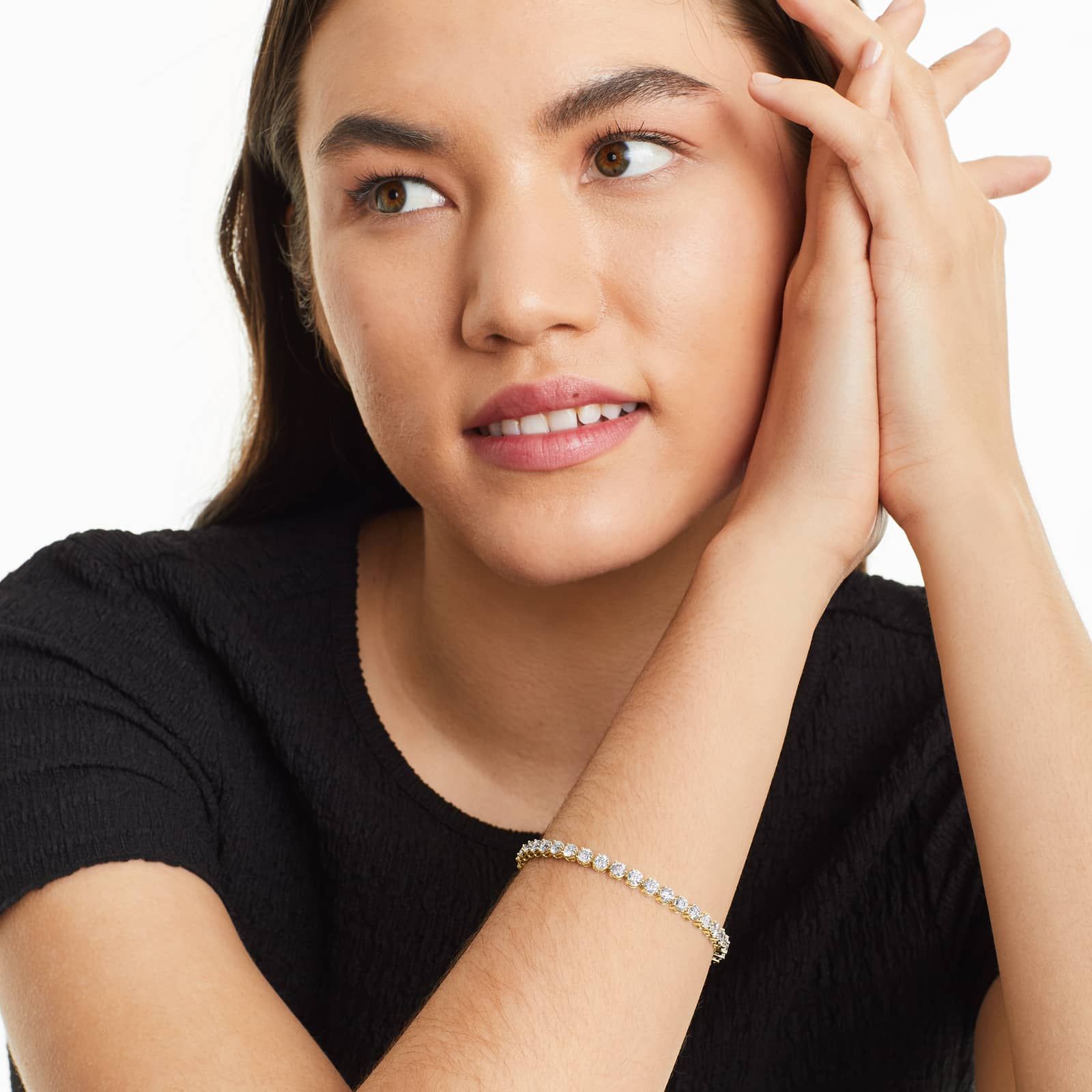 Round Lab grown Diamond Three Prong Tennis Bracelet, EF Color, VS Clarity, IGI Certified