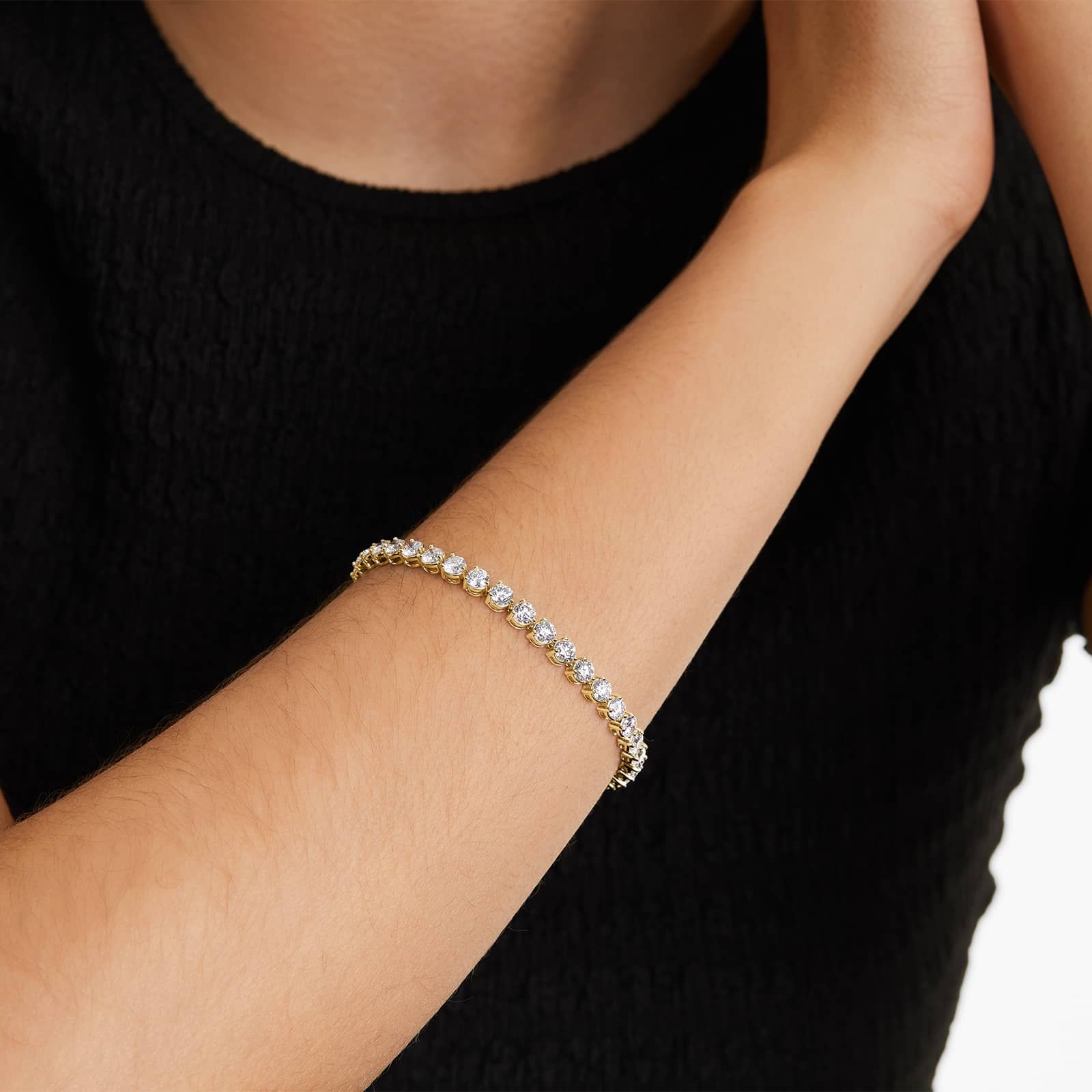 Round Lab grown Diamond Three Prong Tennis Bracelet, EF Color, VS Clarity, IGI Certified