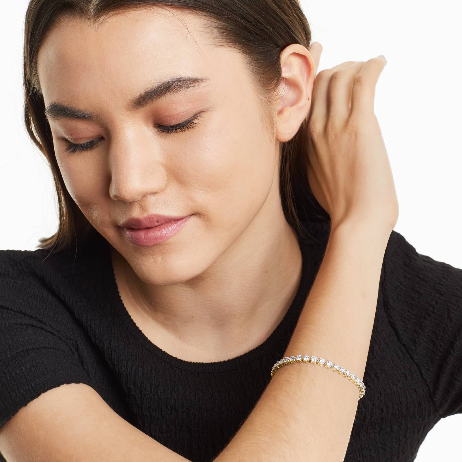 Round Lab grown Diamond Three Prong Tennis Bracelet, EF Color, VS Clarity, IGI Certified