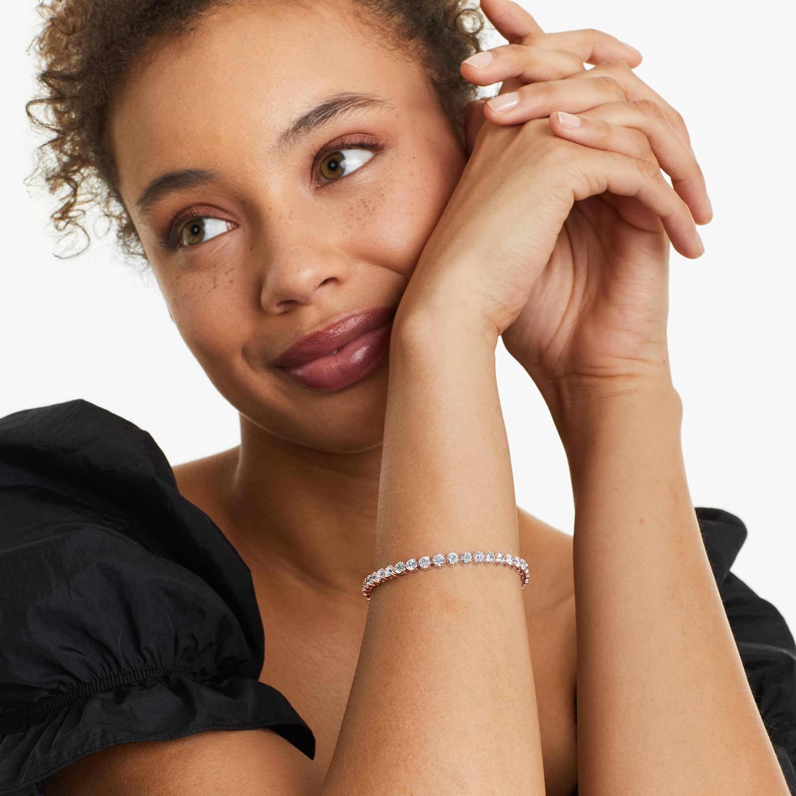 Round Lab grown Diamond Three Prong Tennis Bracelet, EF Color, VS Clarity, IGI Certified