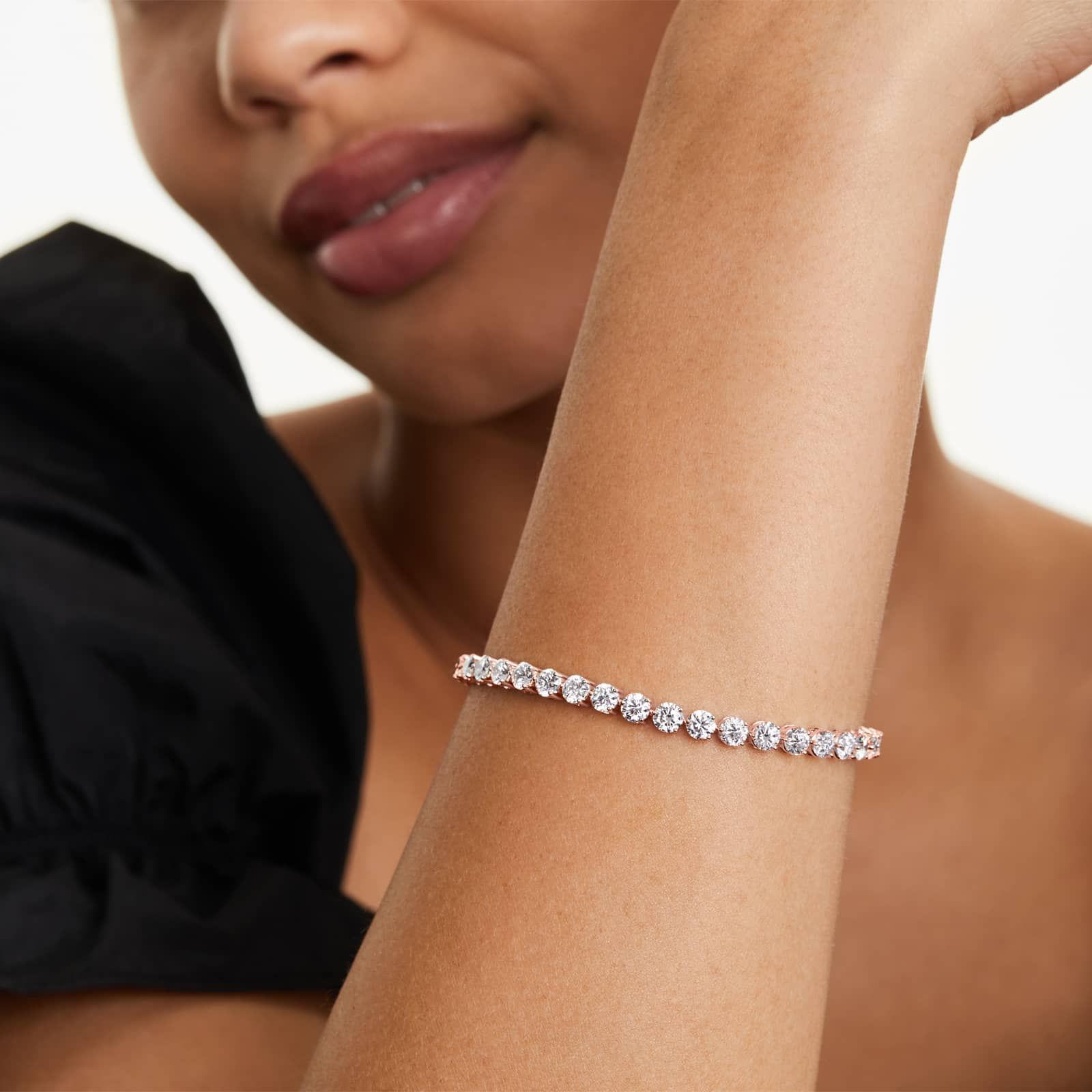 Round Lab grown Diamond Three Prong Tennis Bracelet, EF Color, VS Clarity, IGI Certified