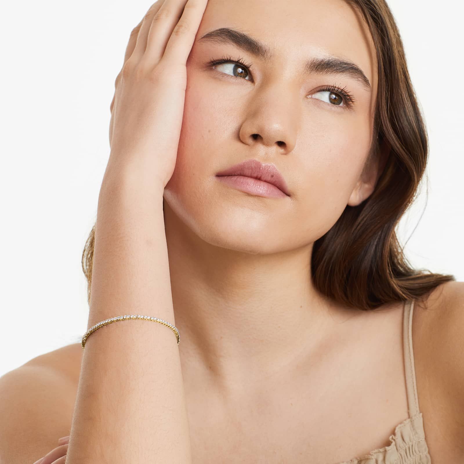 Round Lab Grown Diamond Two Prong Tennis Bracelet, EF Color, VS Clarity, IGI Certificate