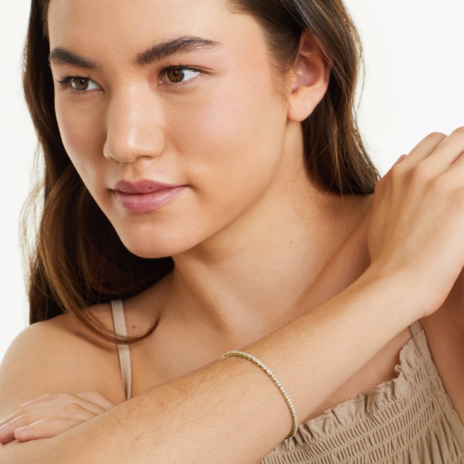 Round Lab Grown Diamond Two Prong Tennis Bracelet, EF Color, VS Clarity, IGI Certificate