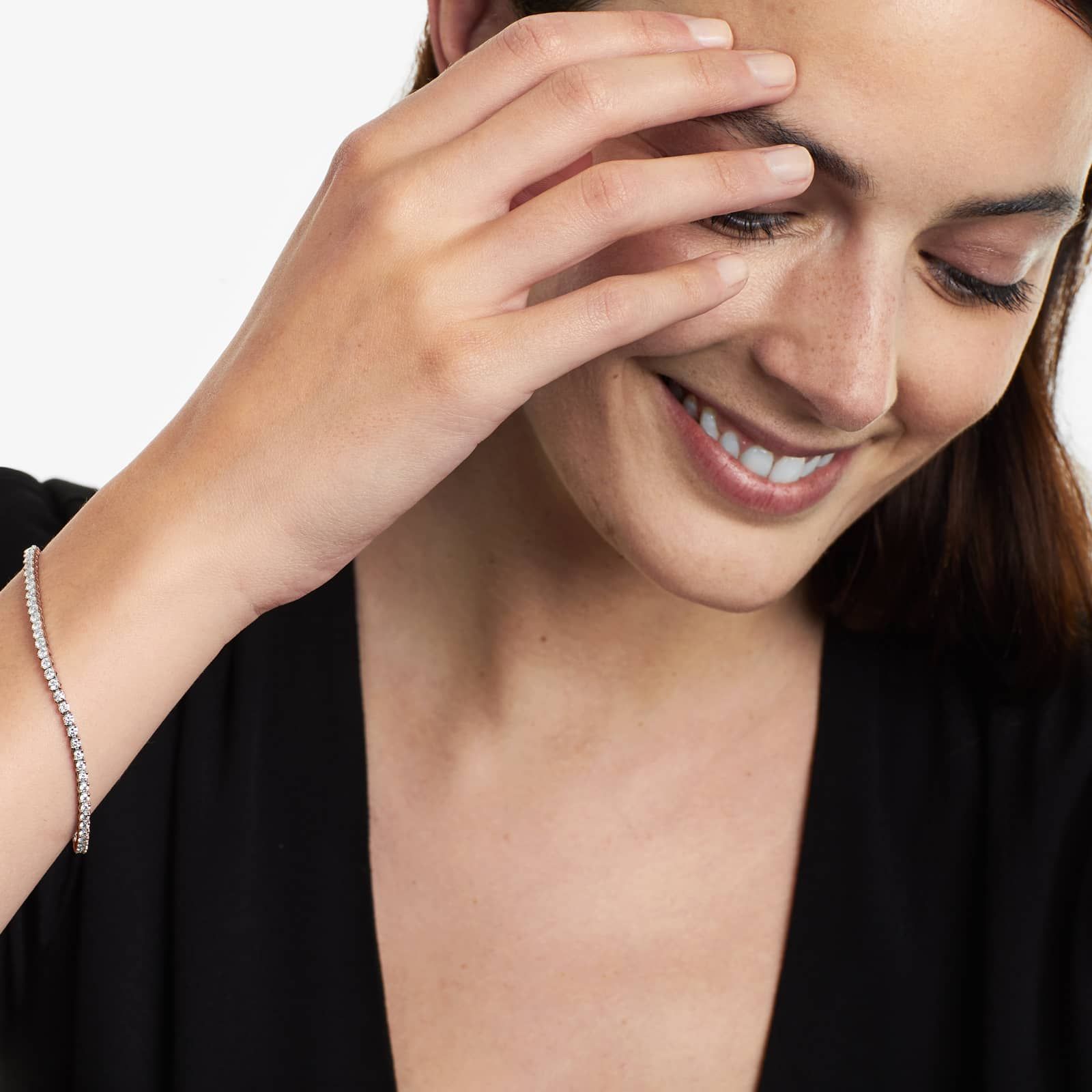 Round Lab Grown Diamond Two Prong Tennis Bracelet, EF Color, VS Clarity, IGI Certificate