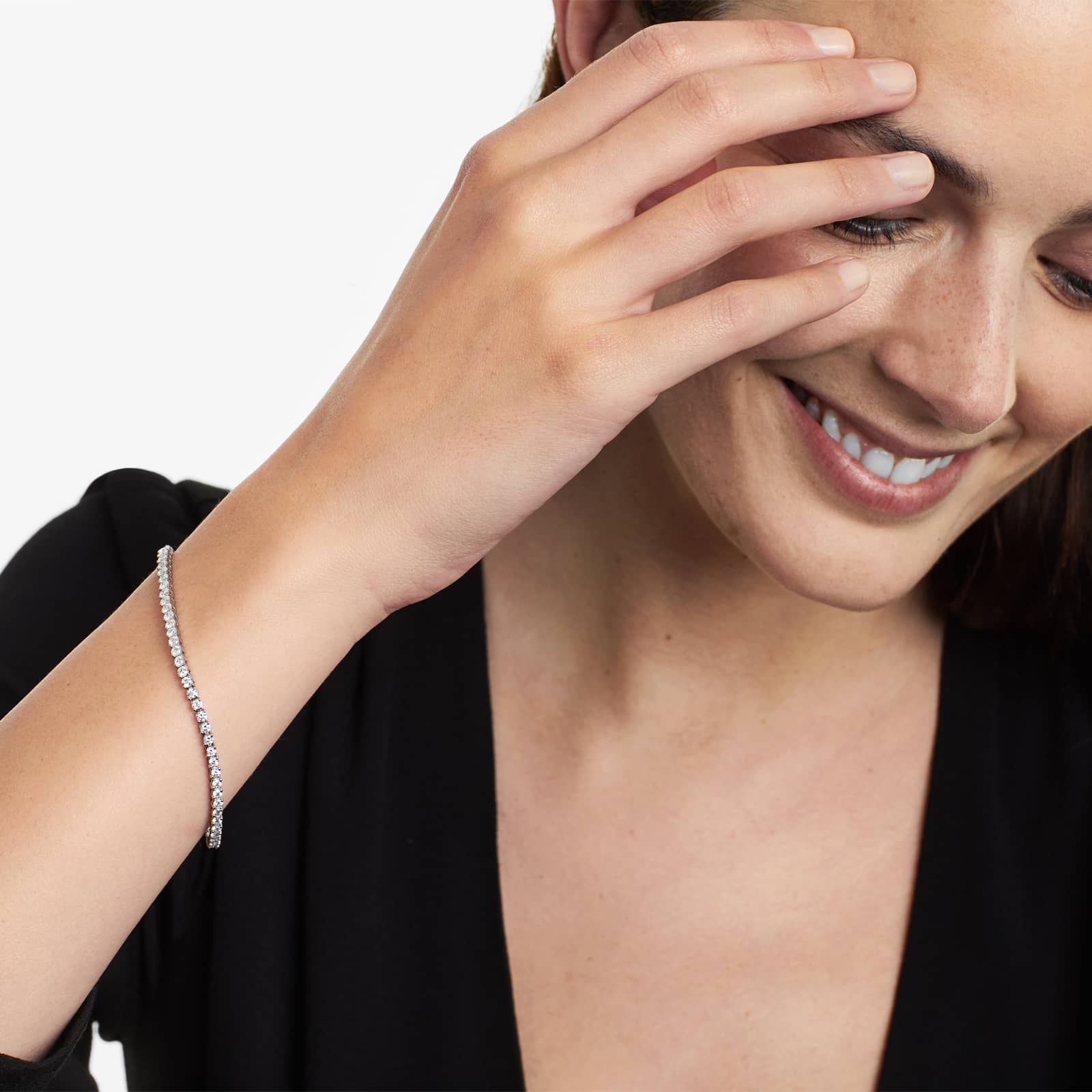 Round Lab Grown Diamond Two Prong Tennis Bracelet, EF Color, VS Clarity, IGI Certificate