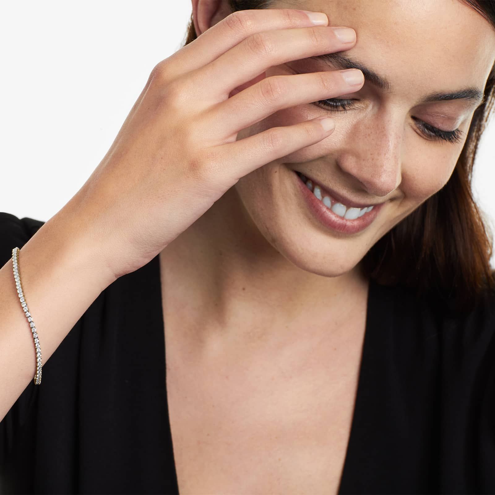 Round Lab Grown Diamond Two Prong Tennis Bracelet, EF Color, VS Clarity, IGI Certificate