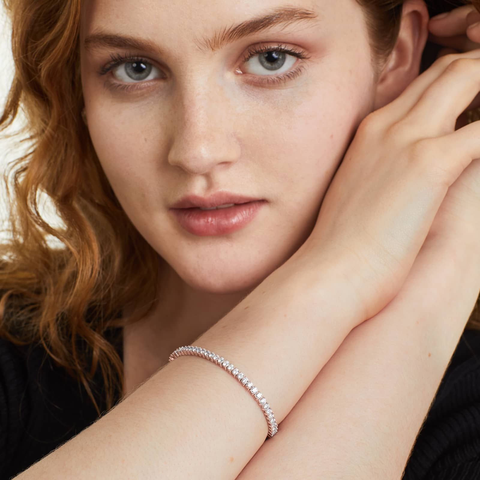 Round Lab Grown Diamond Two Prong Tennis Bracelet, EF Color, VS Clarity, IGI Certificate