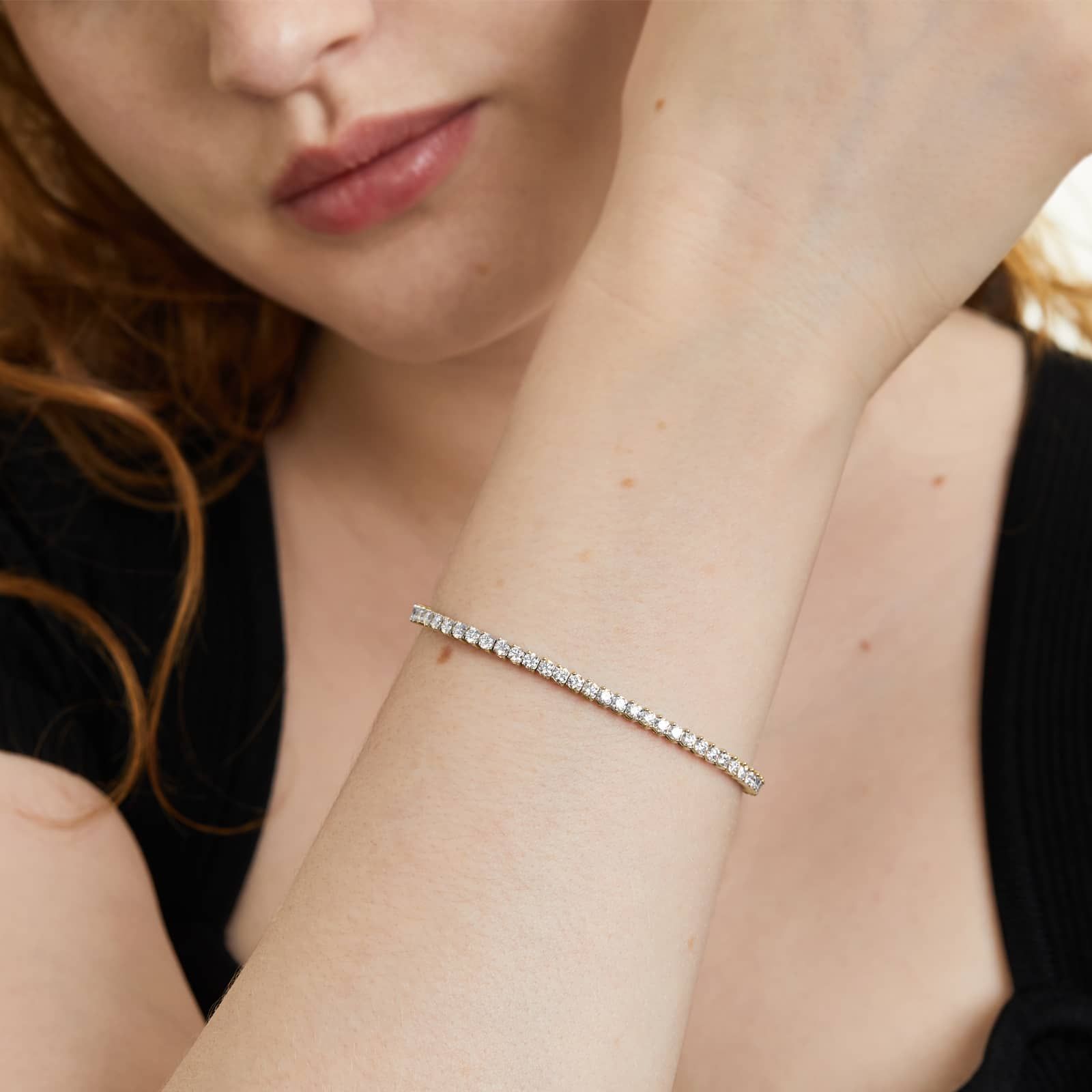 Round Lab Grown Diamond Two Prong Tennis Bracelet, EF Color, VS Clarity, IGI Certificate