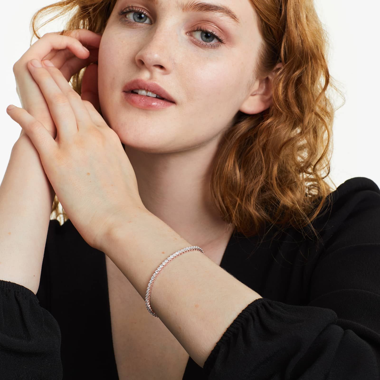 Round Lab Grown Diamond Two Prong Tennis Bracelet, EF Color, VS Clarity, IGI Certificate