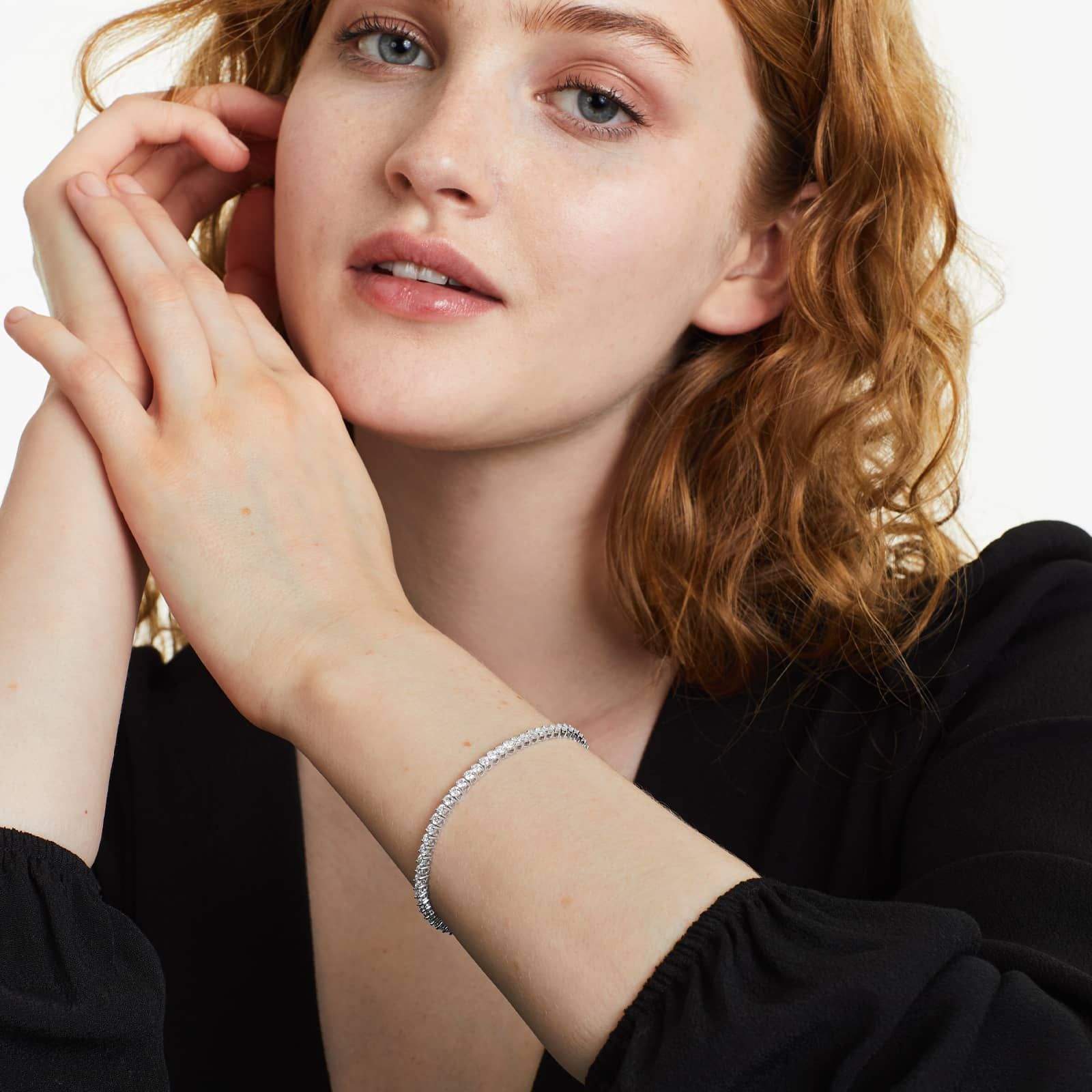 Round Lab Grown Diamond Two Prong Tennis Bracelet, EF Color, VS Clarity, IGI Certificate