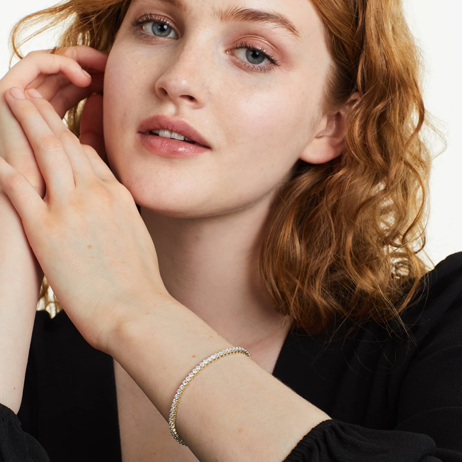 Round Lab Grown Diamond Two Prong Tennis Bracelet, EF Color, VS Clarity, IGI Certificate