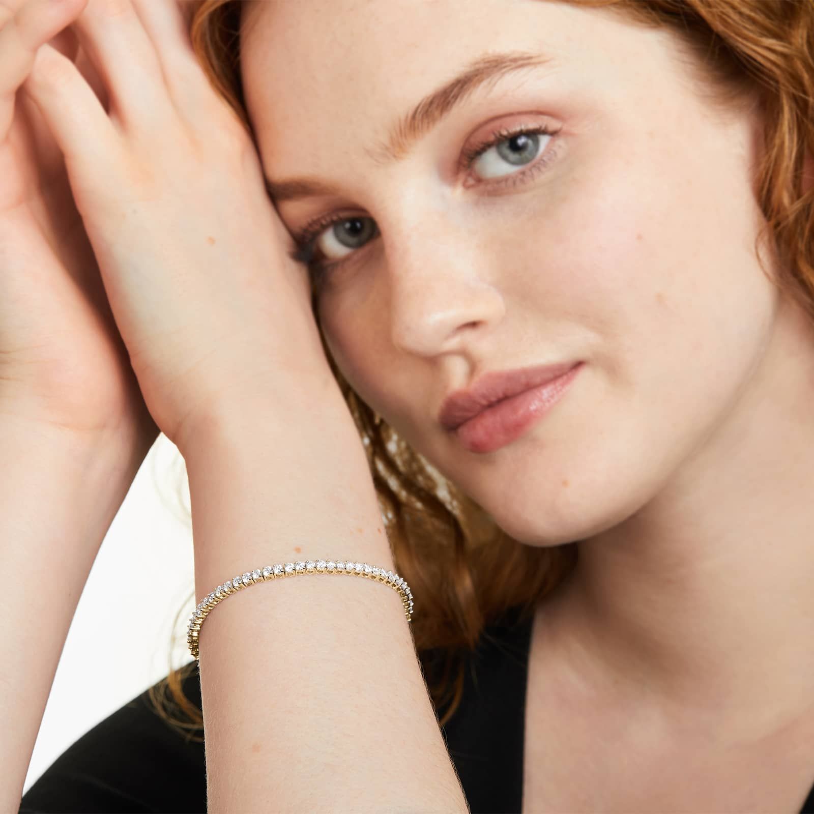 Round Lab Grown Diamond Two Prong Tennis Bracelet, EF Color, VS Clarity, IGI Certificate