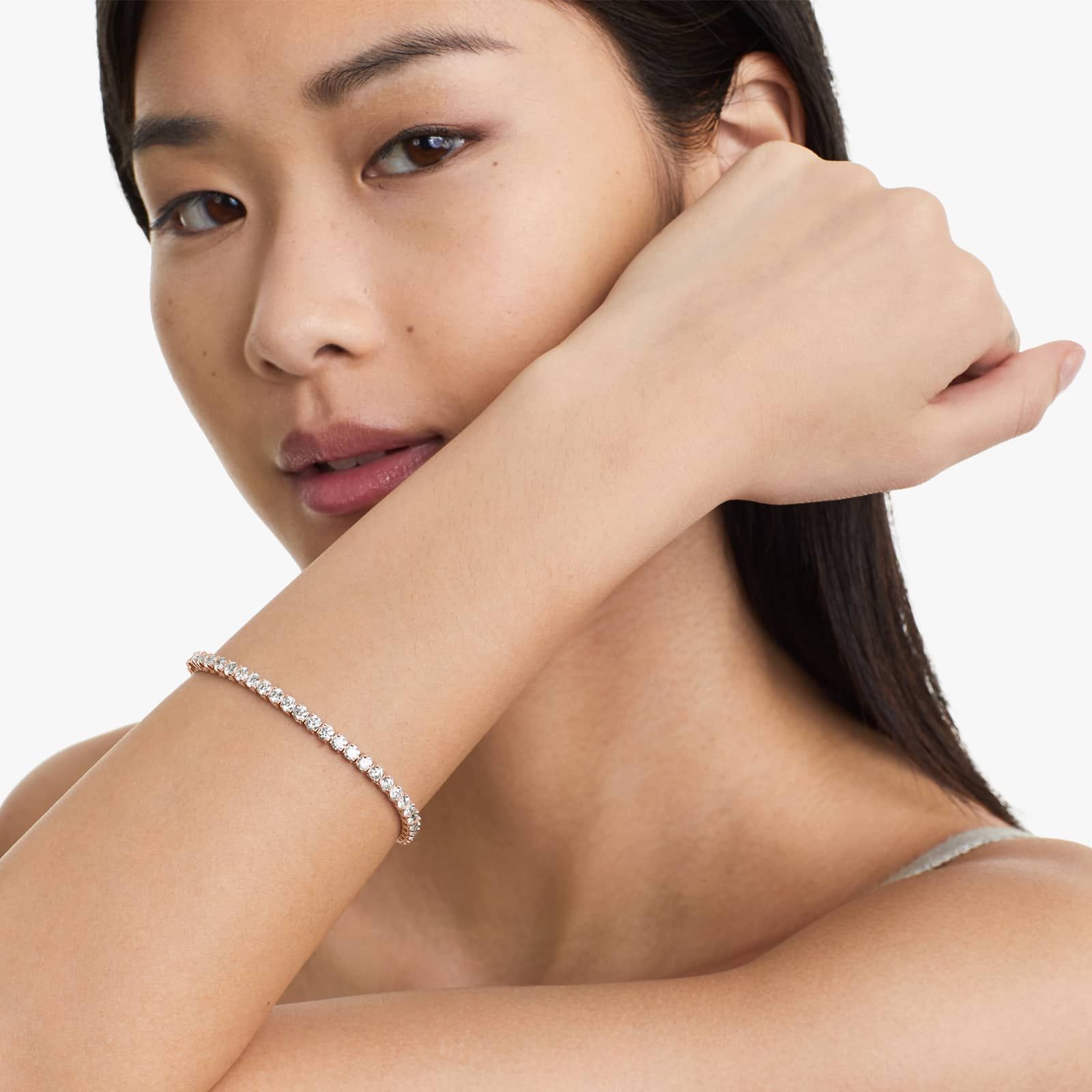 Round Lab Grown Diamond Two Prong Tennis Bracelet, EF Color, VS Clarity, IGI Certificate