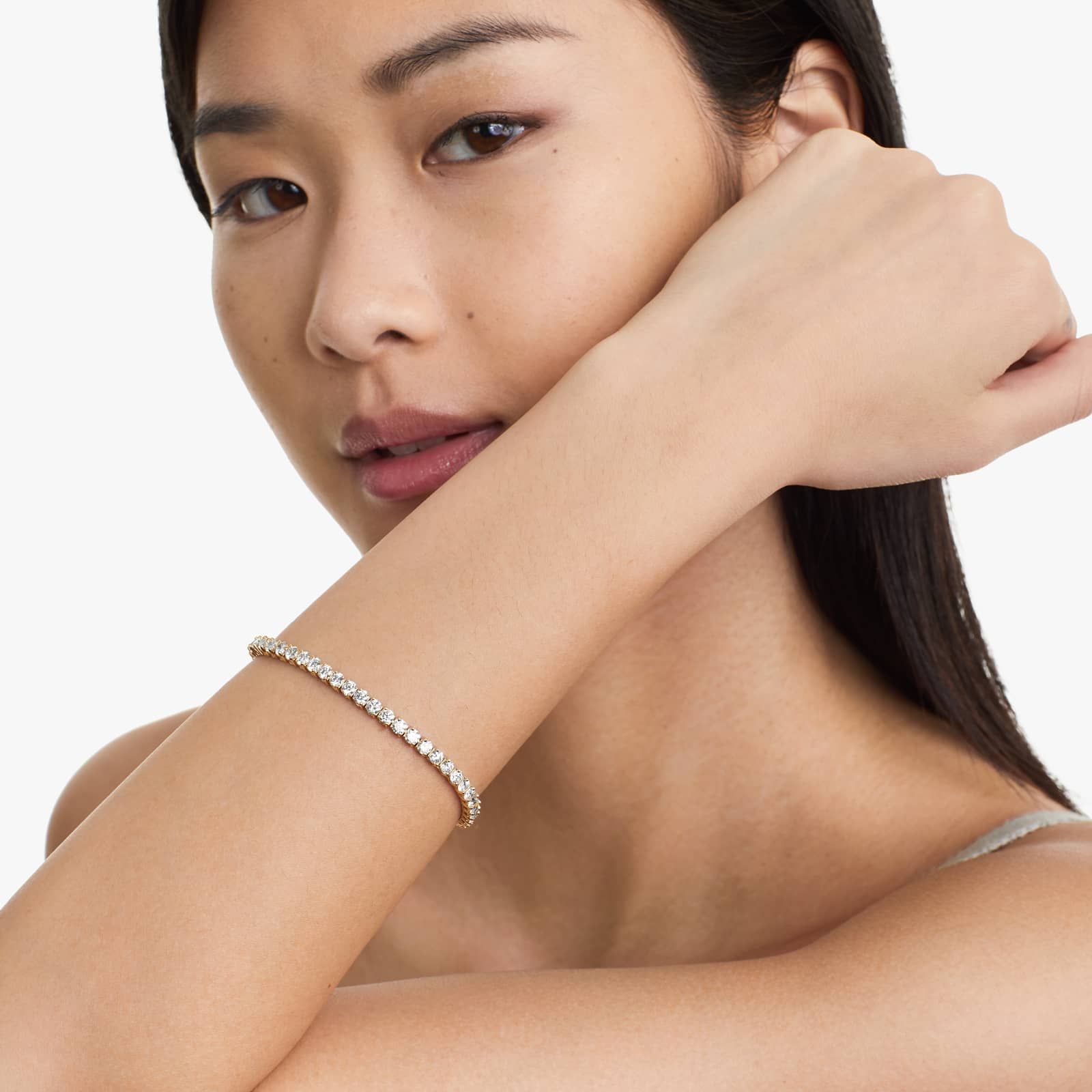 Round Lab Grown Diamond Two Prong Tennis Bracelet, EF Color, VS Clarity, IGI Certificate