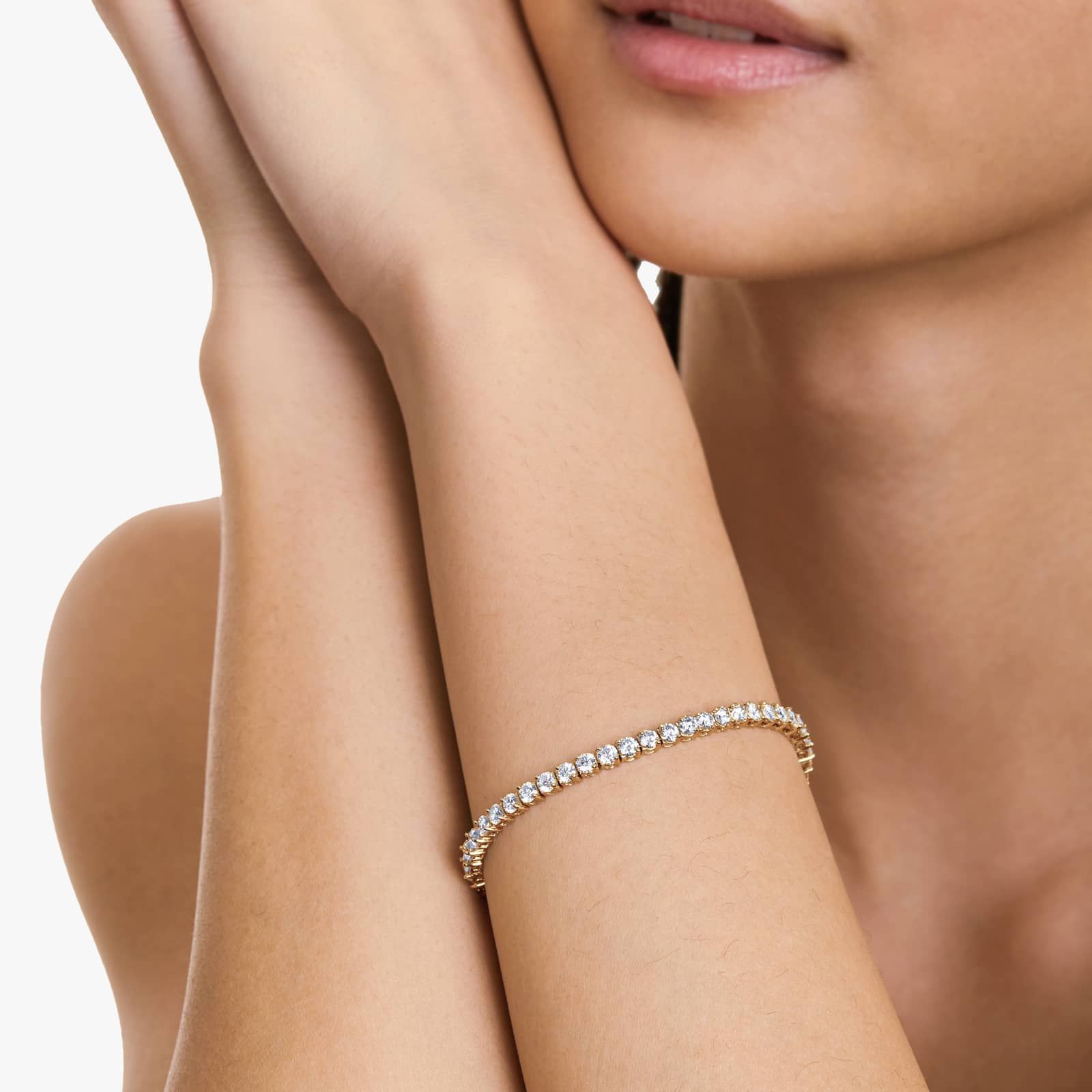 Round Lab Grown Diamond Two Prong Tennis Bracelet, EF Color, VS Clarity, IGI Certificate