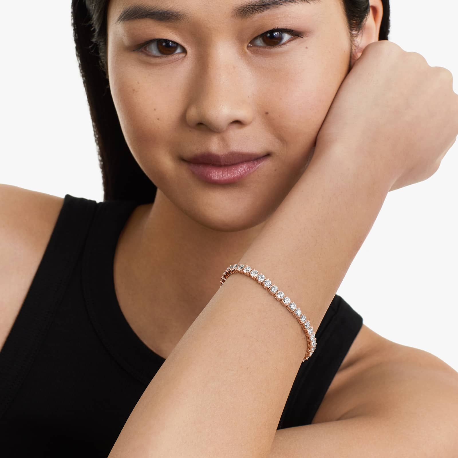 Round Lab Grown Diamond Two Prong Tennis Bracelet, EF Color, VS Clarity, IGI Certificate