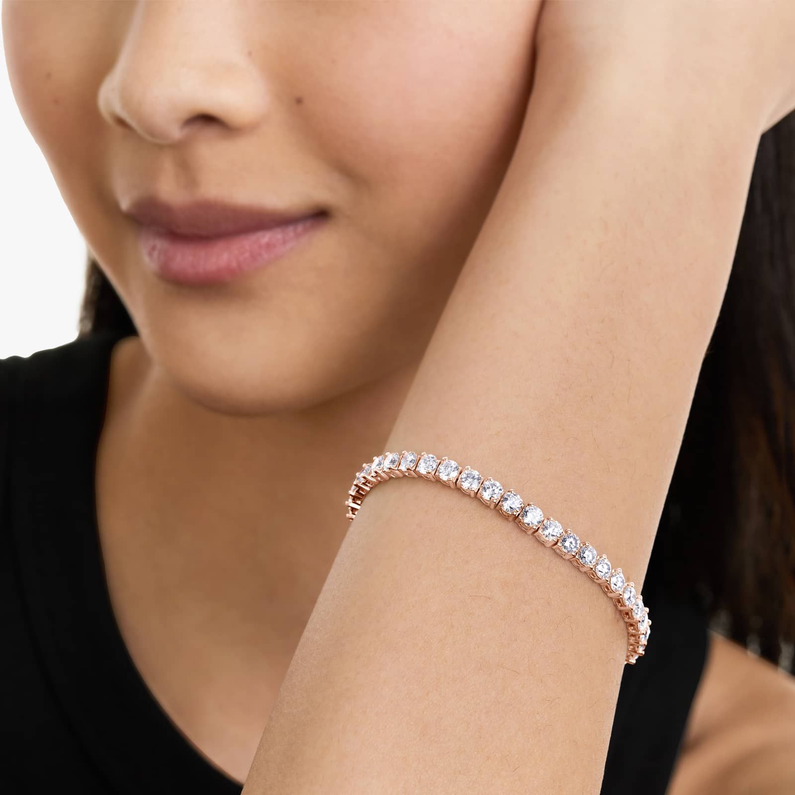 Round Lab Grown Diamond Two Prong Tennis Bracelet, EF Color, VS Clarity, IGI Certificate