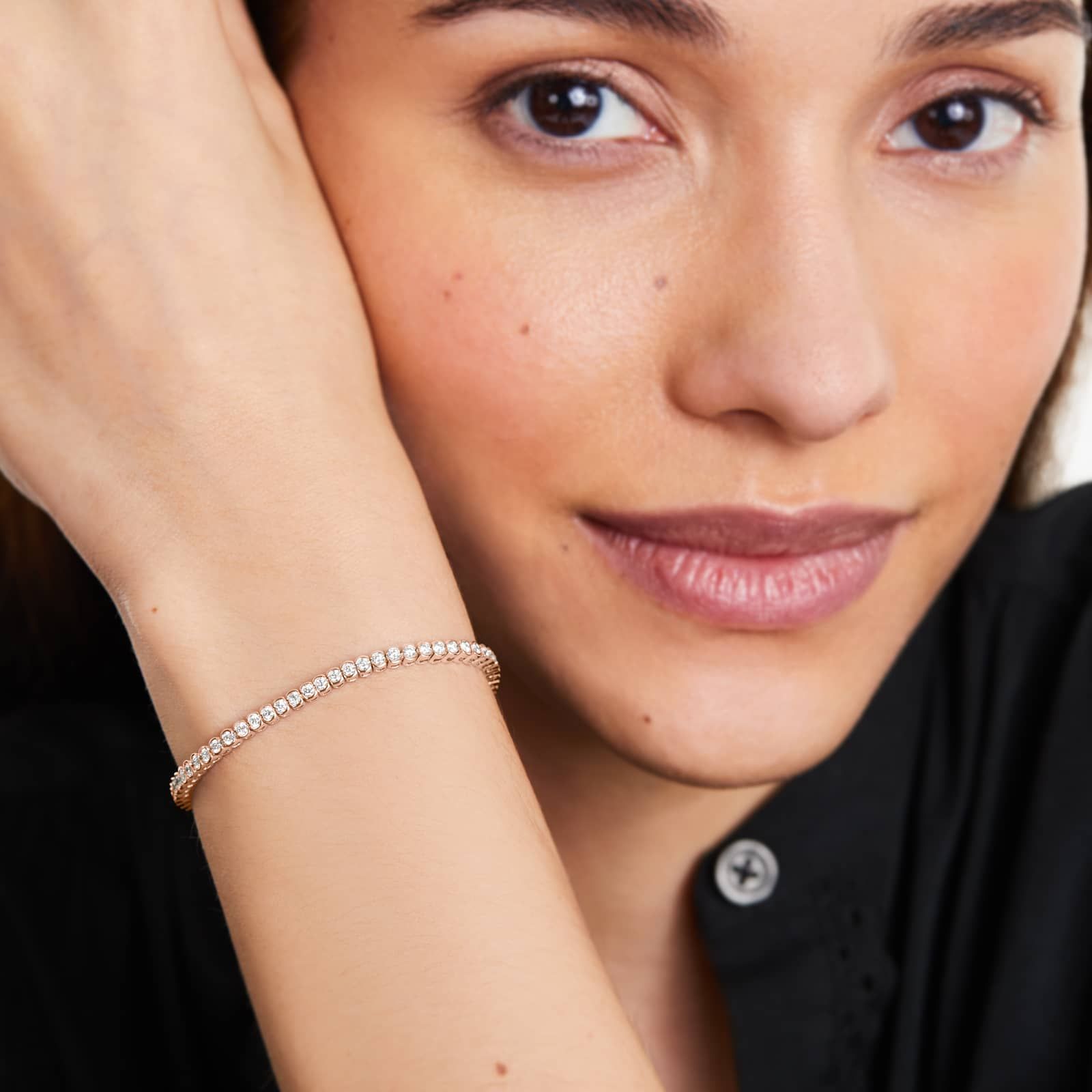 Round Lab Grown Diamond Bezel Tennis Bracelet, EF Color, VS Clarity, IGI Certified