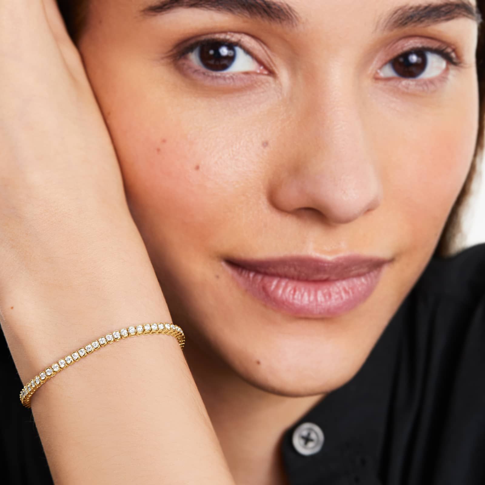 Round Lab Grown Diamond Bezel Tennis Bracelet, EF Color, VS Clarity, IGI Certified