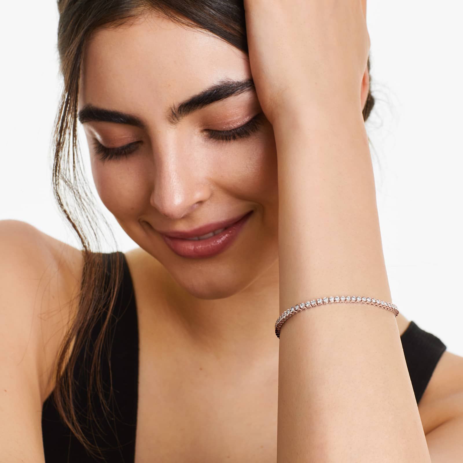 Round Lab Grown Diamond Bezel Tennis Bracelet, EF Color, VS Clarity, IGI Certified